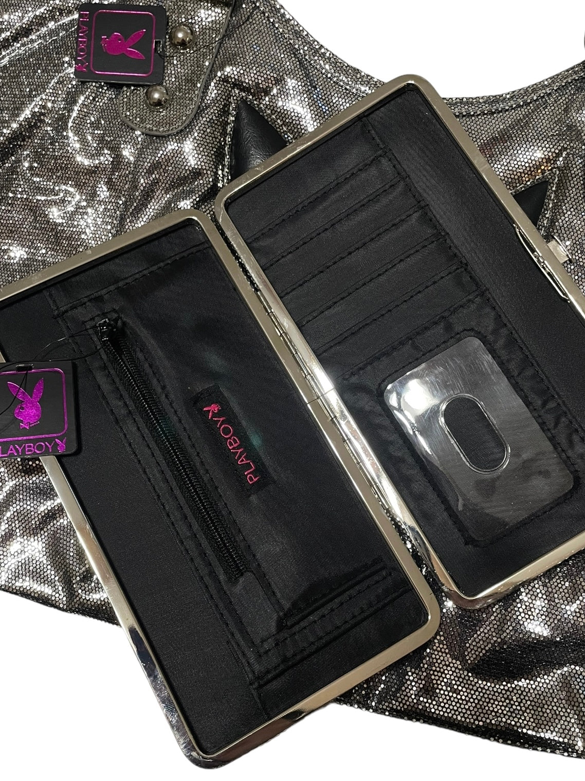 PLAYBOY SILVER BAG AND WALLET SET
