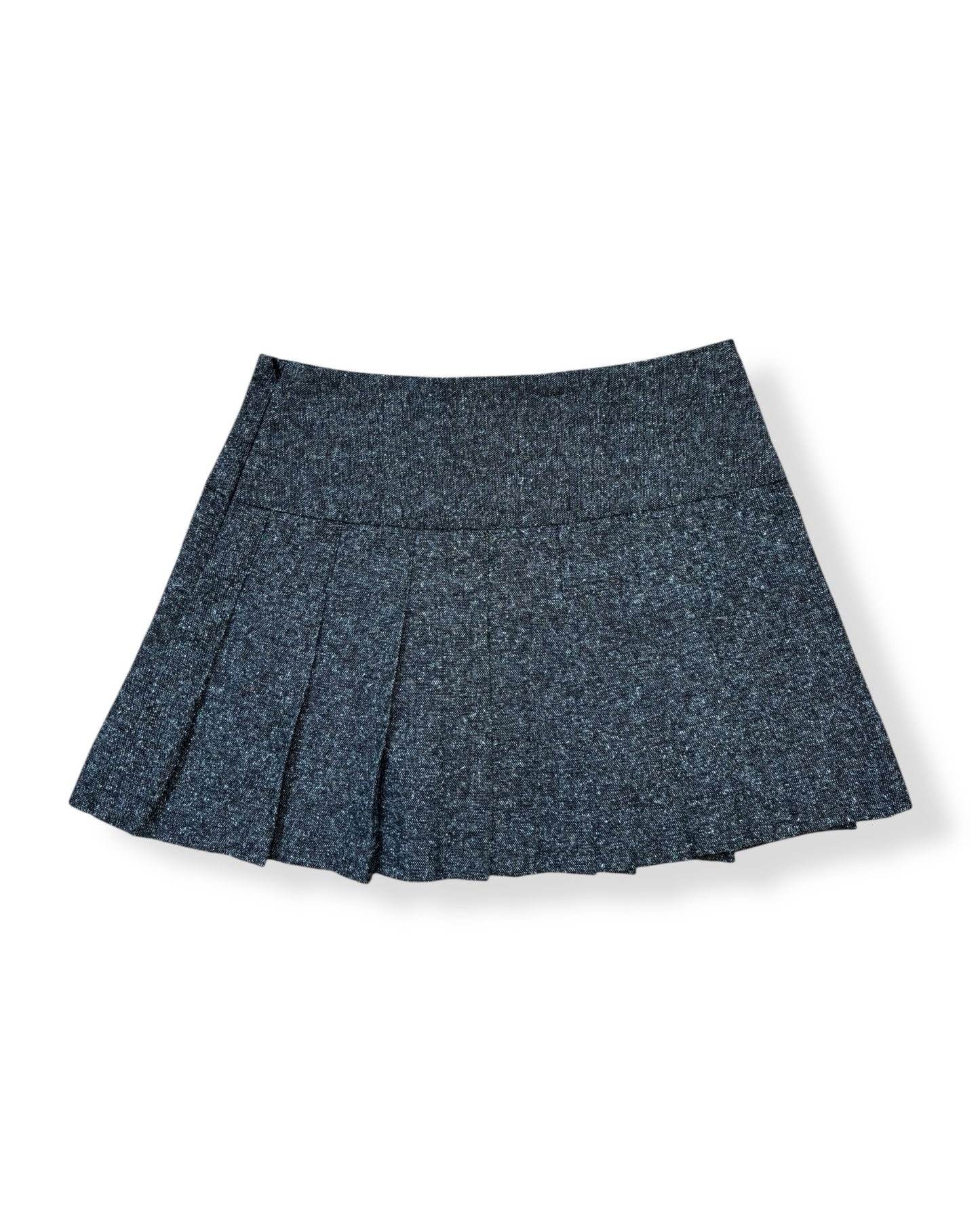 GRAY TWEED PLEATED SKIRT