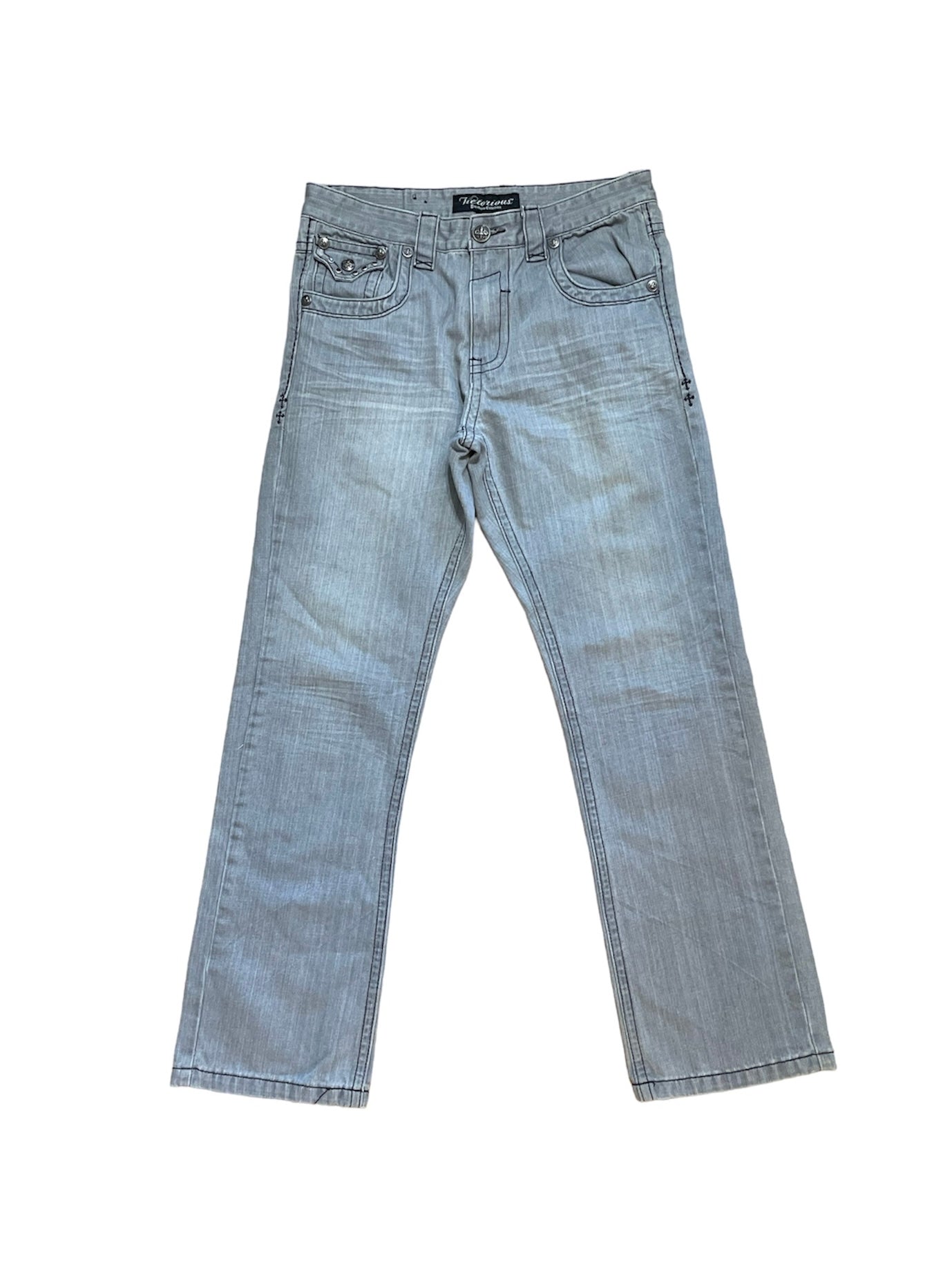 ANGEL WING CROSS STUDDED JEANS