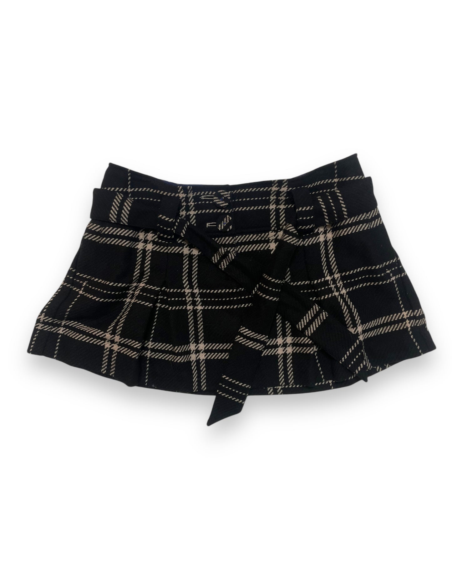 BLACK PLAID PLEATED MINI SKIRT
