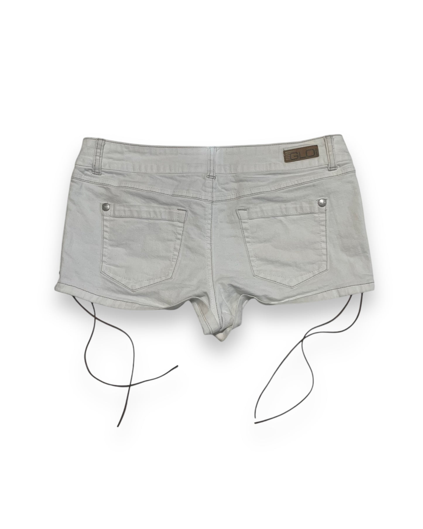WHITE LACE UP MICRO SHORTS