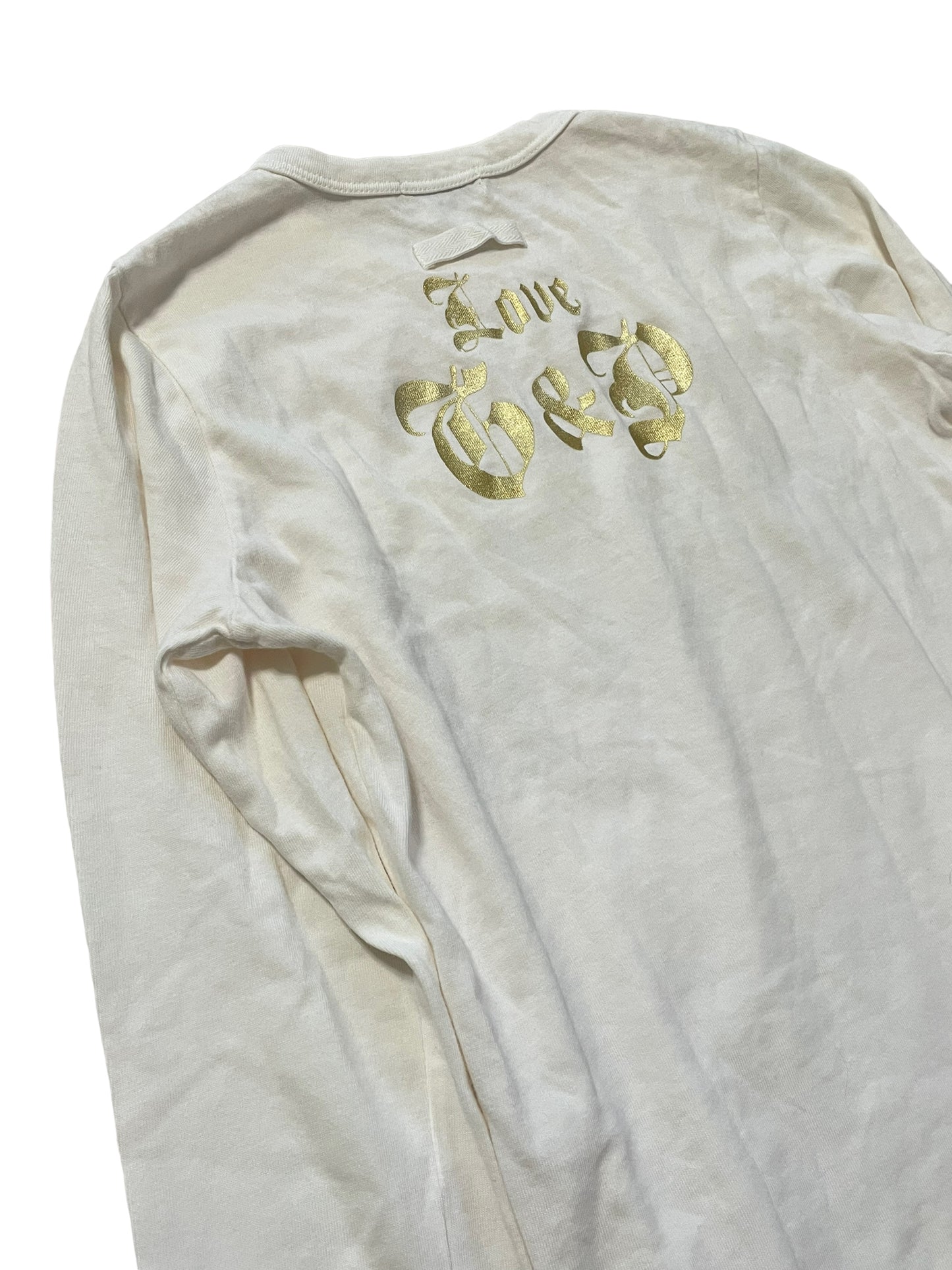 JUICY COUTURE WHITE AND GOLD GRAPHIC TOP