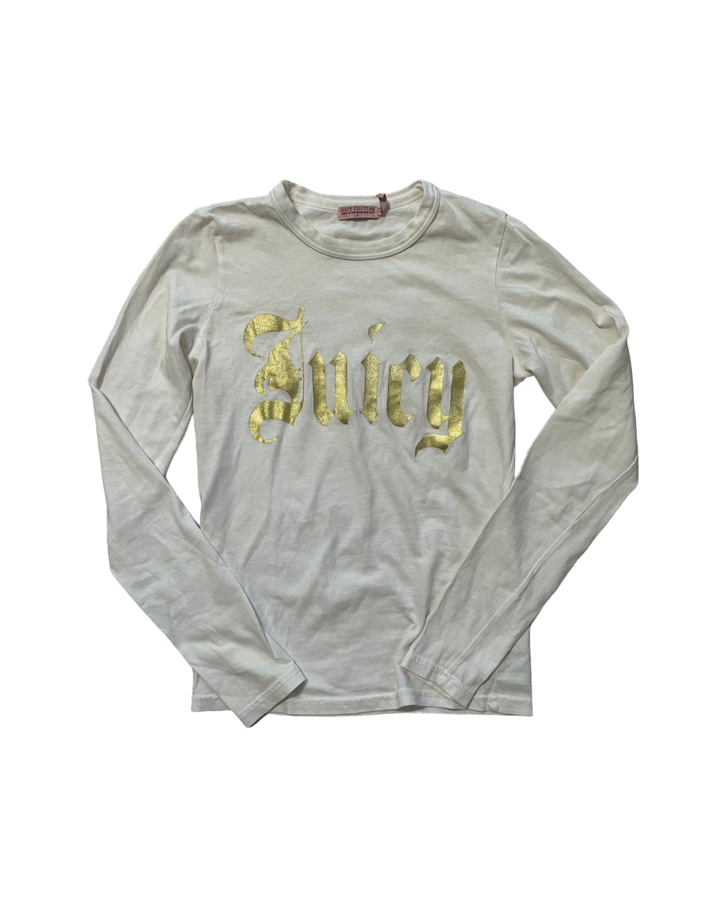 JUICY COUTURE WHITE AND GOLD GRAPHIC TOP