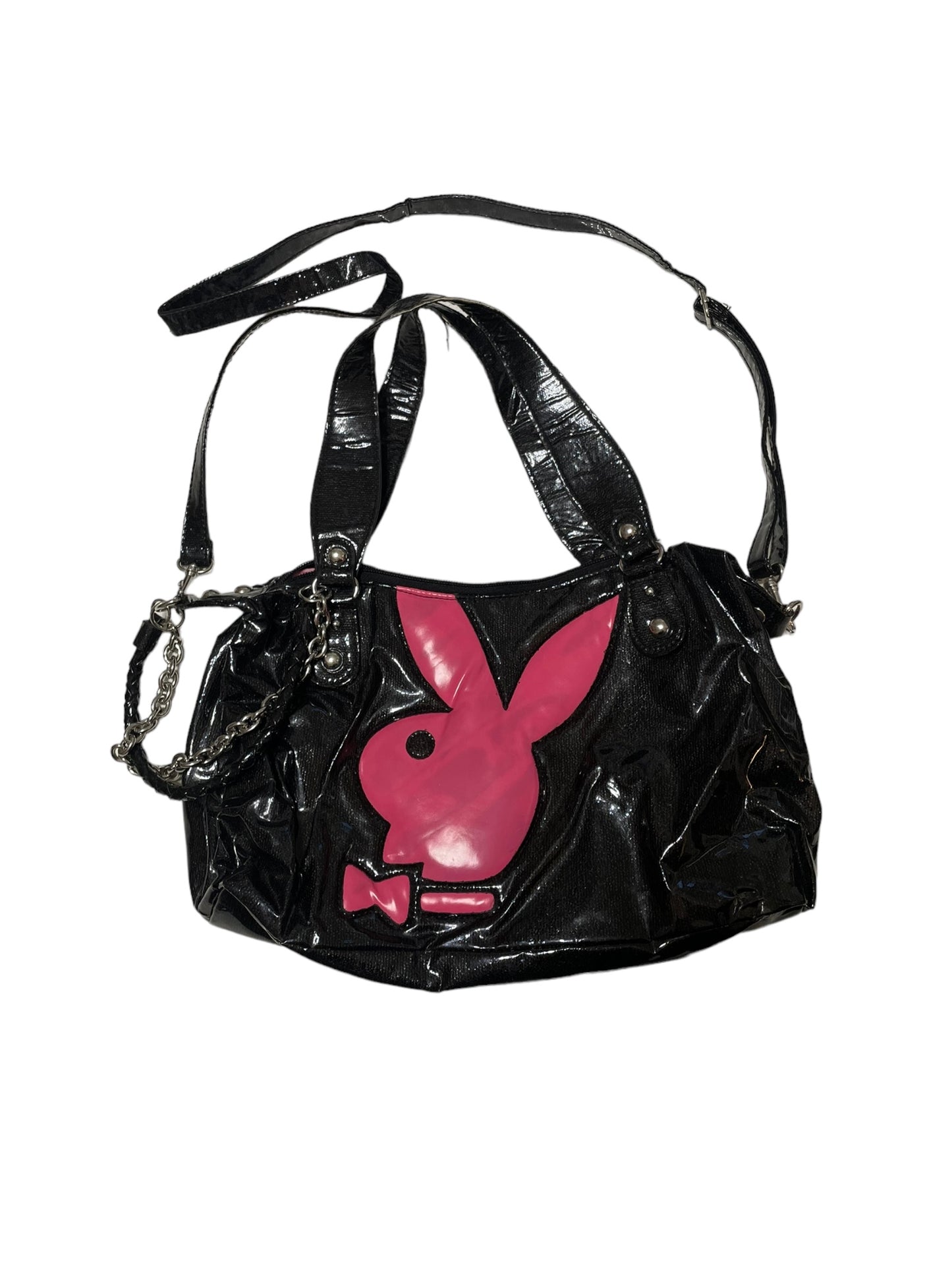 PLAYBOY BLACK AND PINK PATENT PURSE