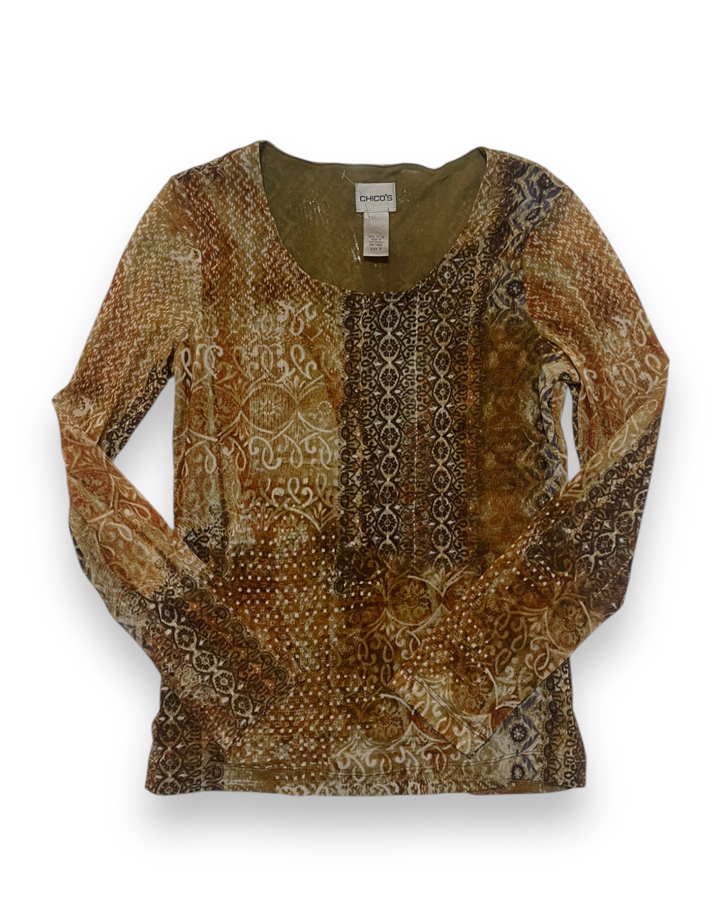 PSYCHEDELIC MESH LONG SLEEVE TOP