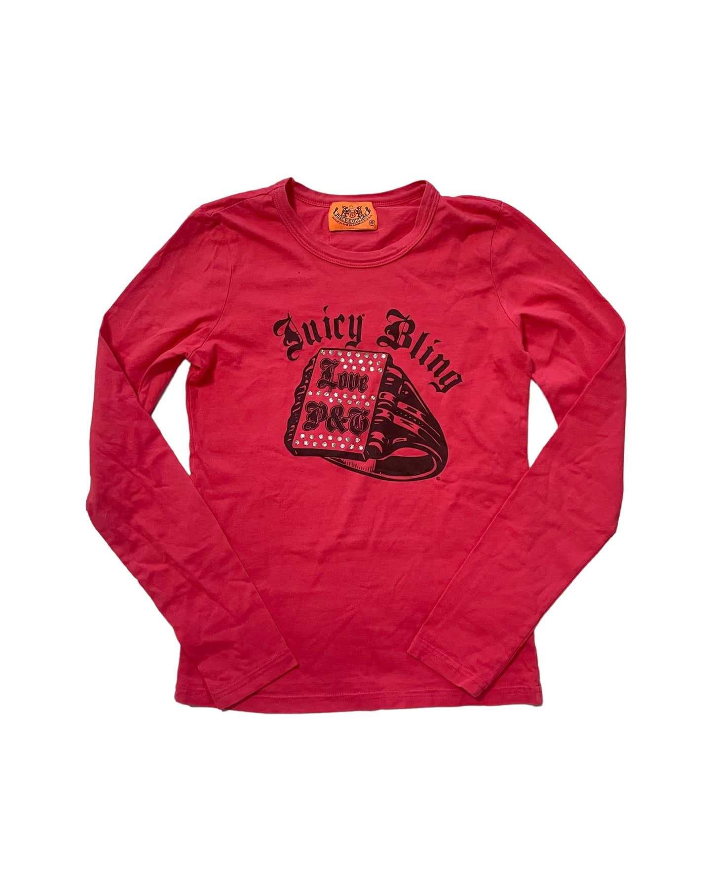 JUICY COUTURE PINK BEDAZZLED GRAPHIC TOP