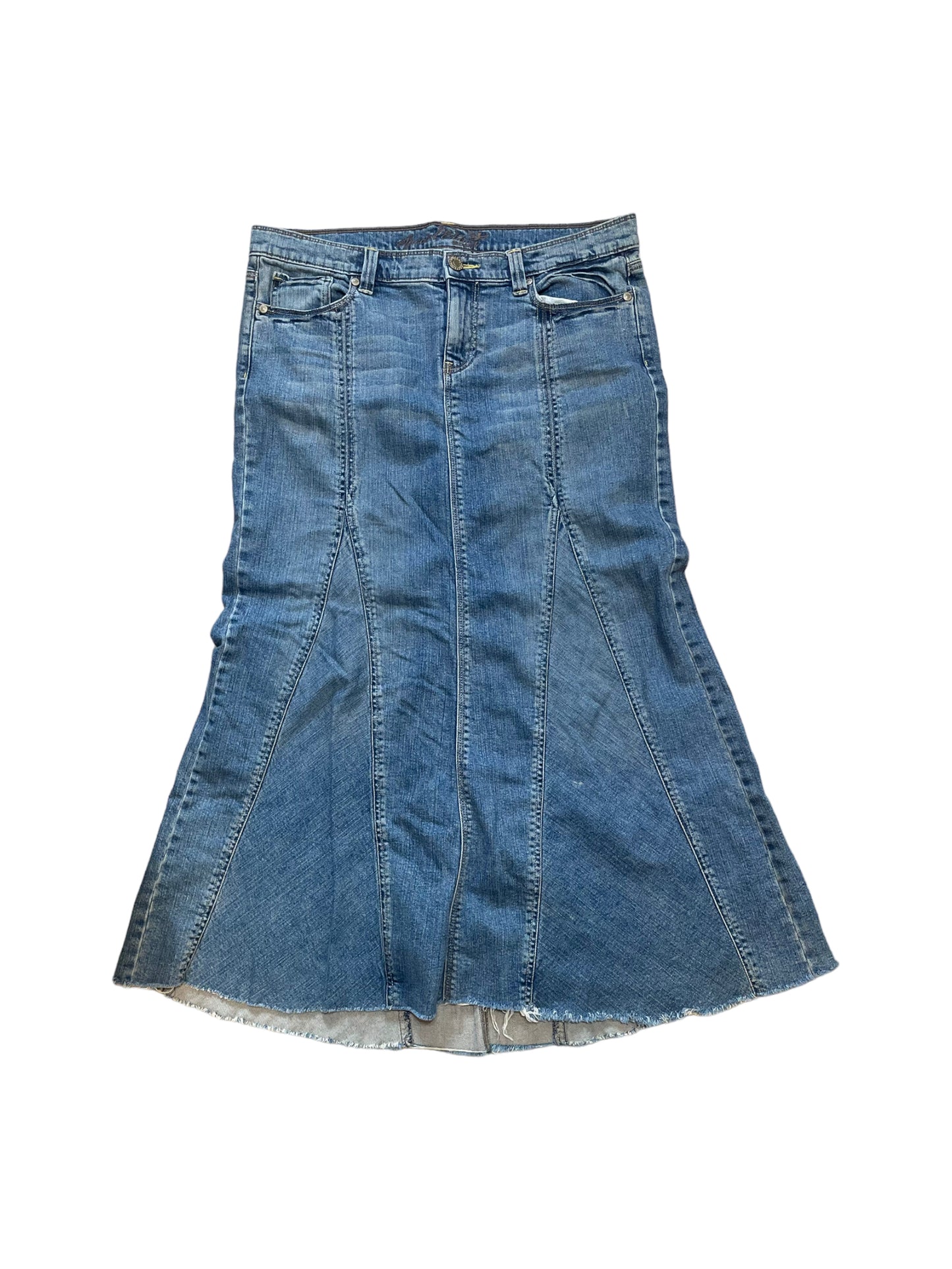 LOW RISE DENIM MAXI SKIRT
