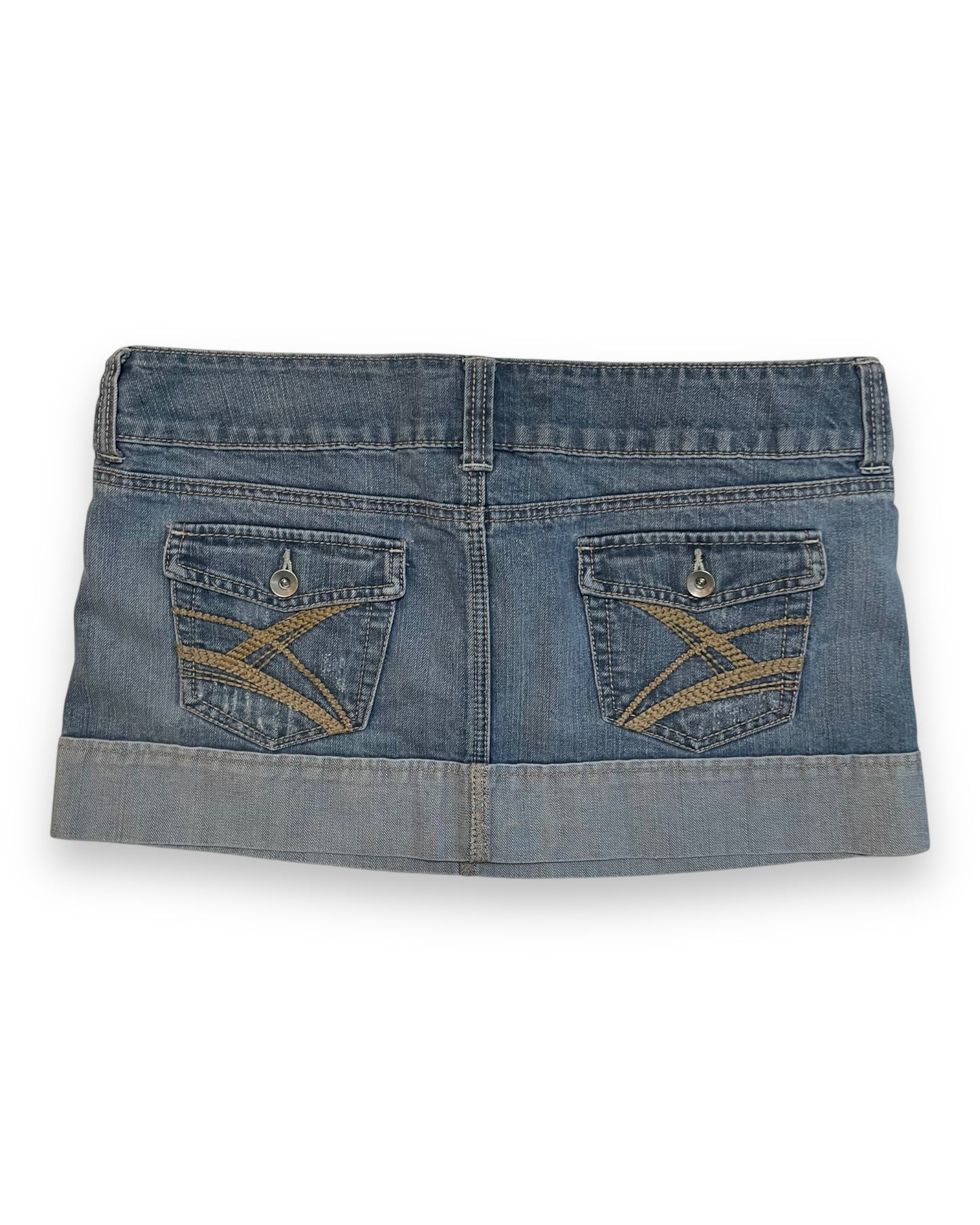 Y2K CUFFED DENIM MINI SKIRT