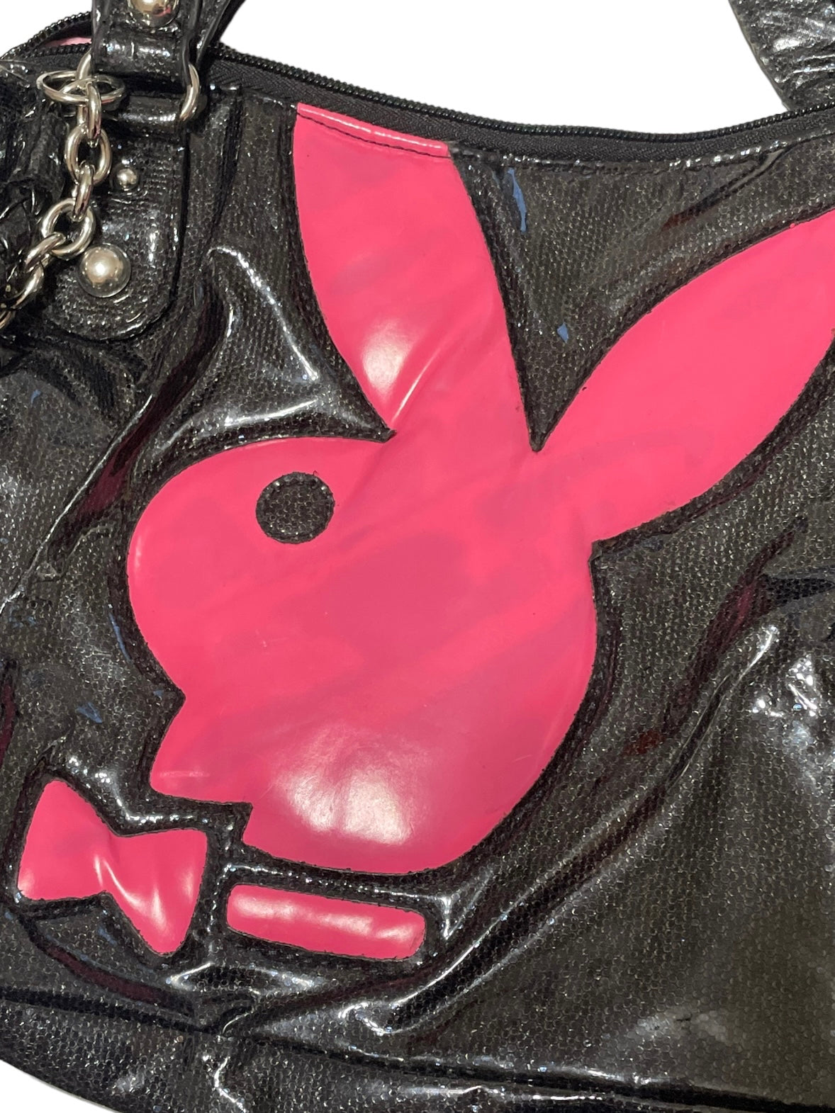 PLAYBOY BLACK AND PINK PATENT PURSE