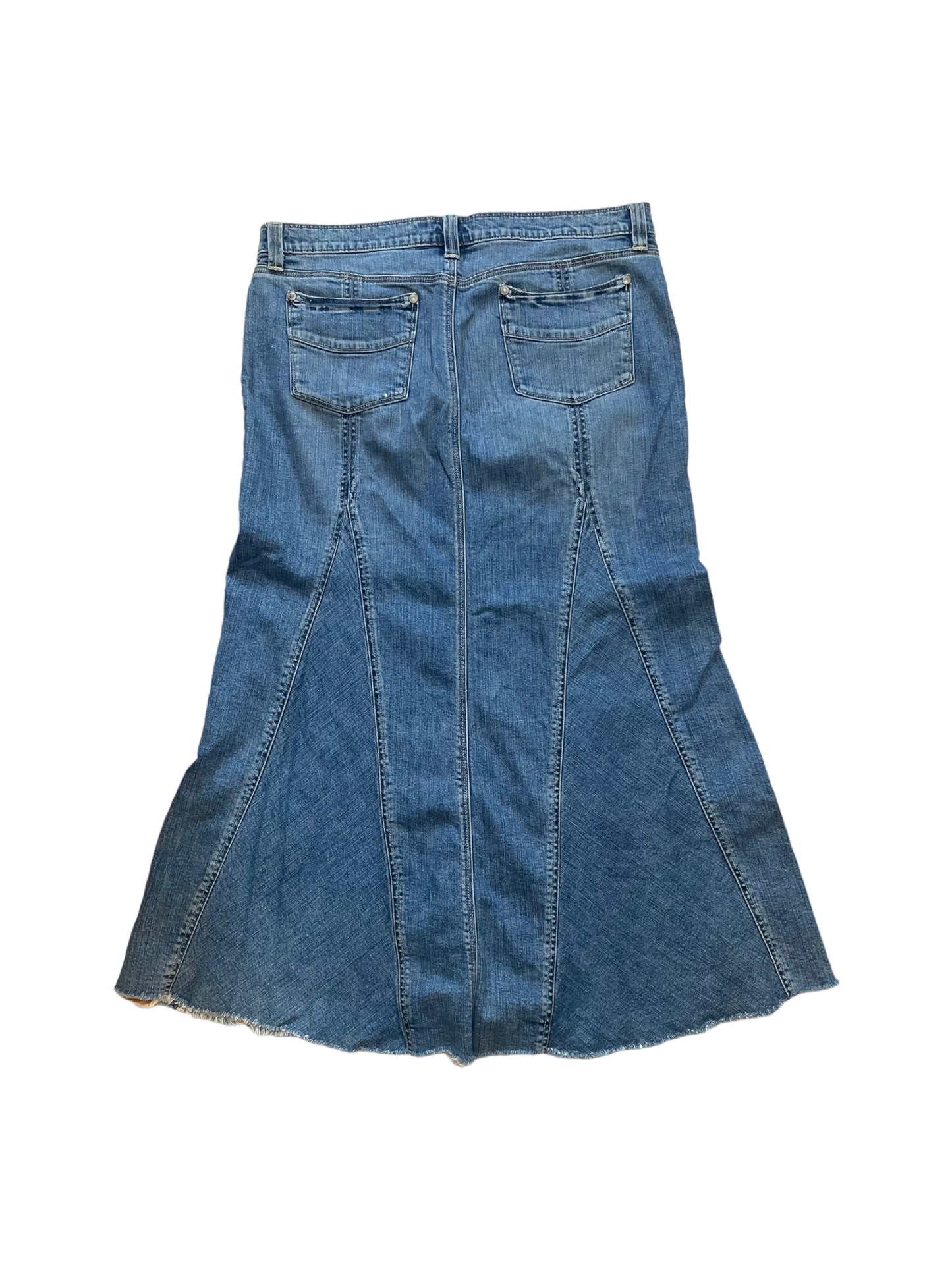 LOW RISE DENIM MAXI SKIRT