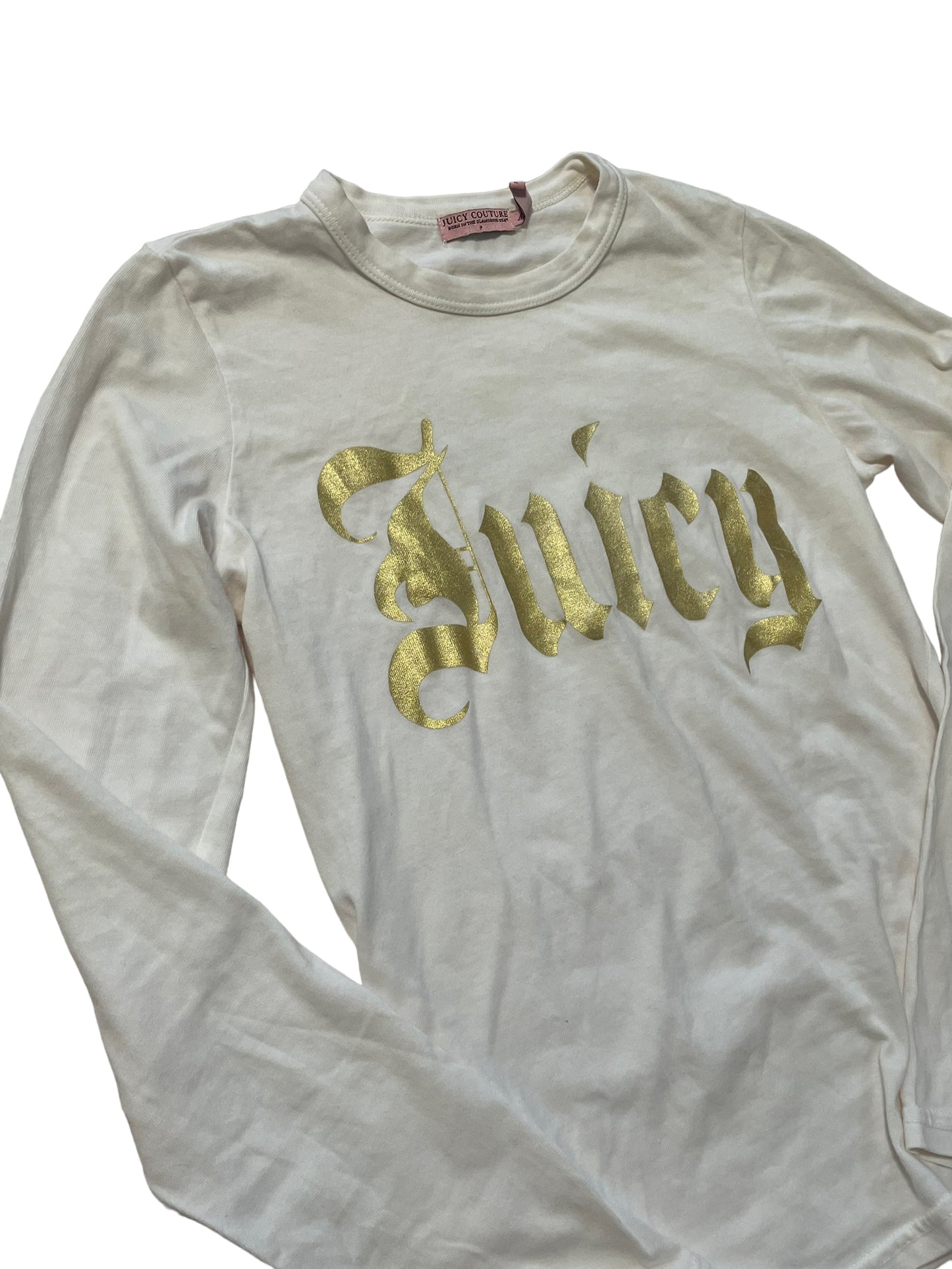 JUICY COUTURE WHITE AND GOLD GRAPHIC TOP