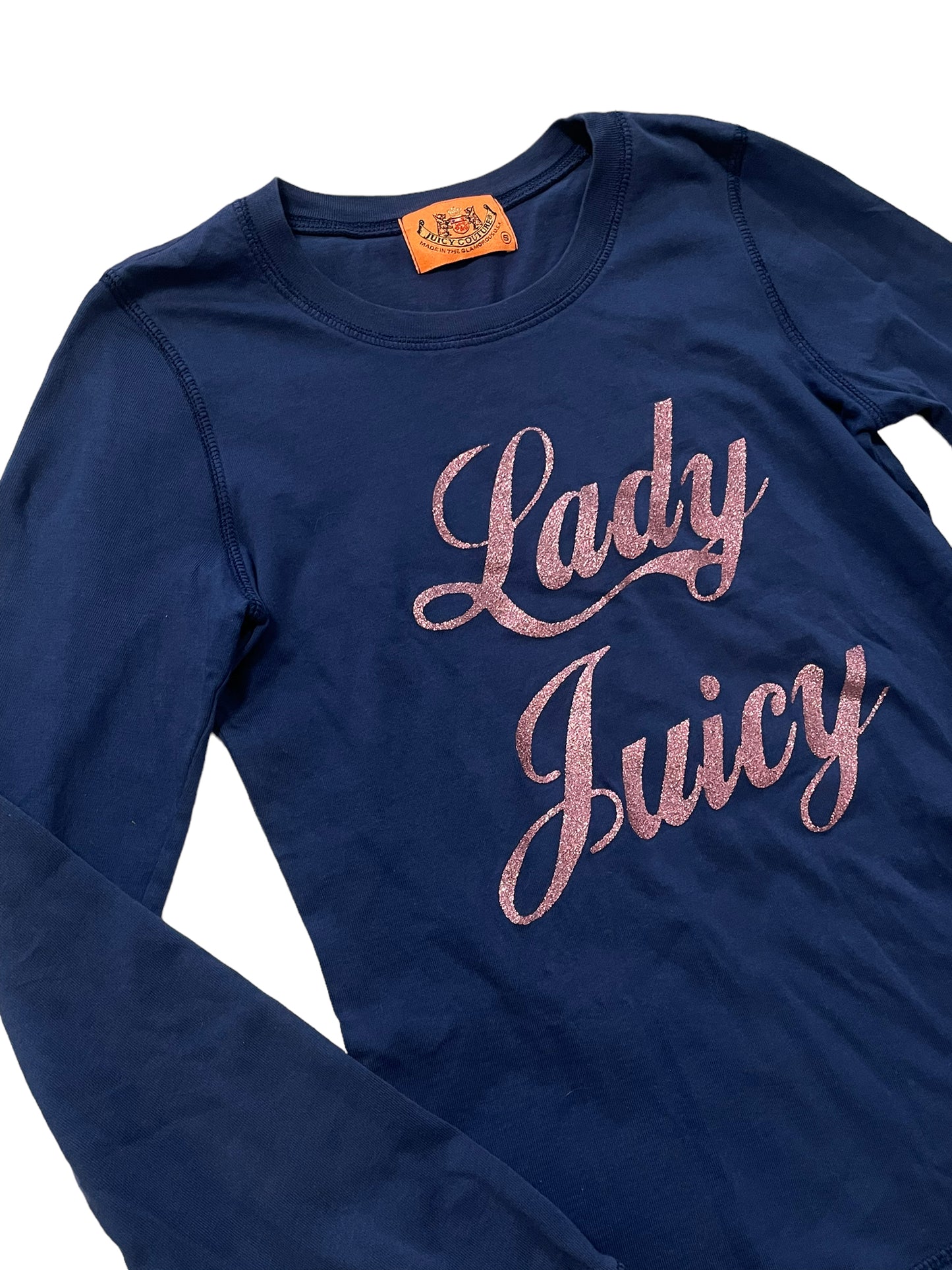JUICY COUTURE NAVY GLITTER SLOGAN TOP