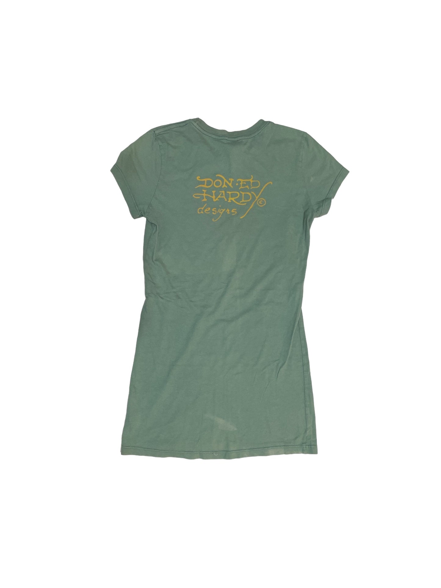 ED HARDY GREEN GRAPHIC TOP