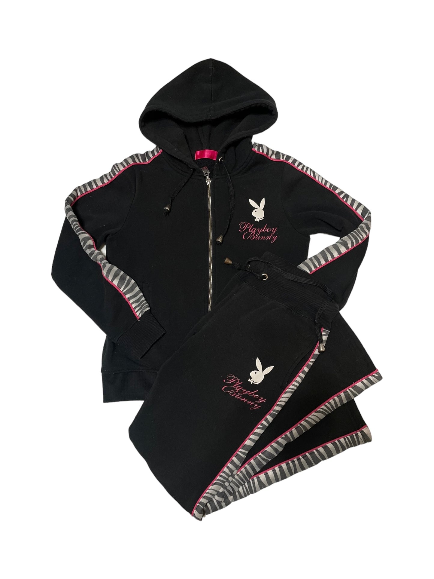 PLAYBOY BLACK AND PINK ZEBRA TRACKSUIT