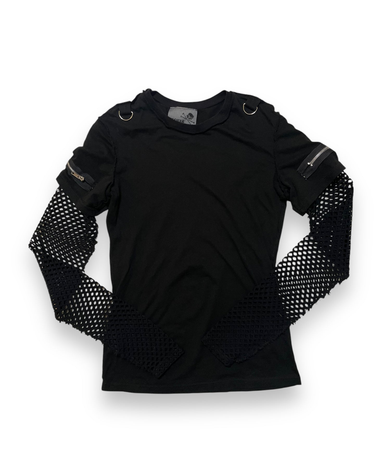 LAYERED FISHNET LONG SLEEVE SHIRT