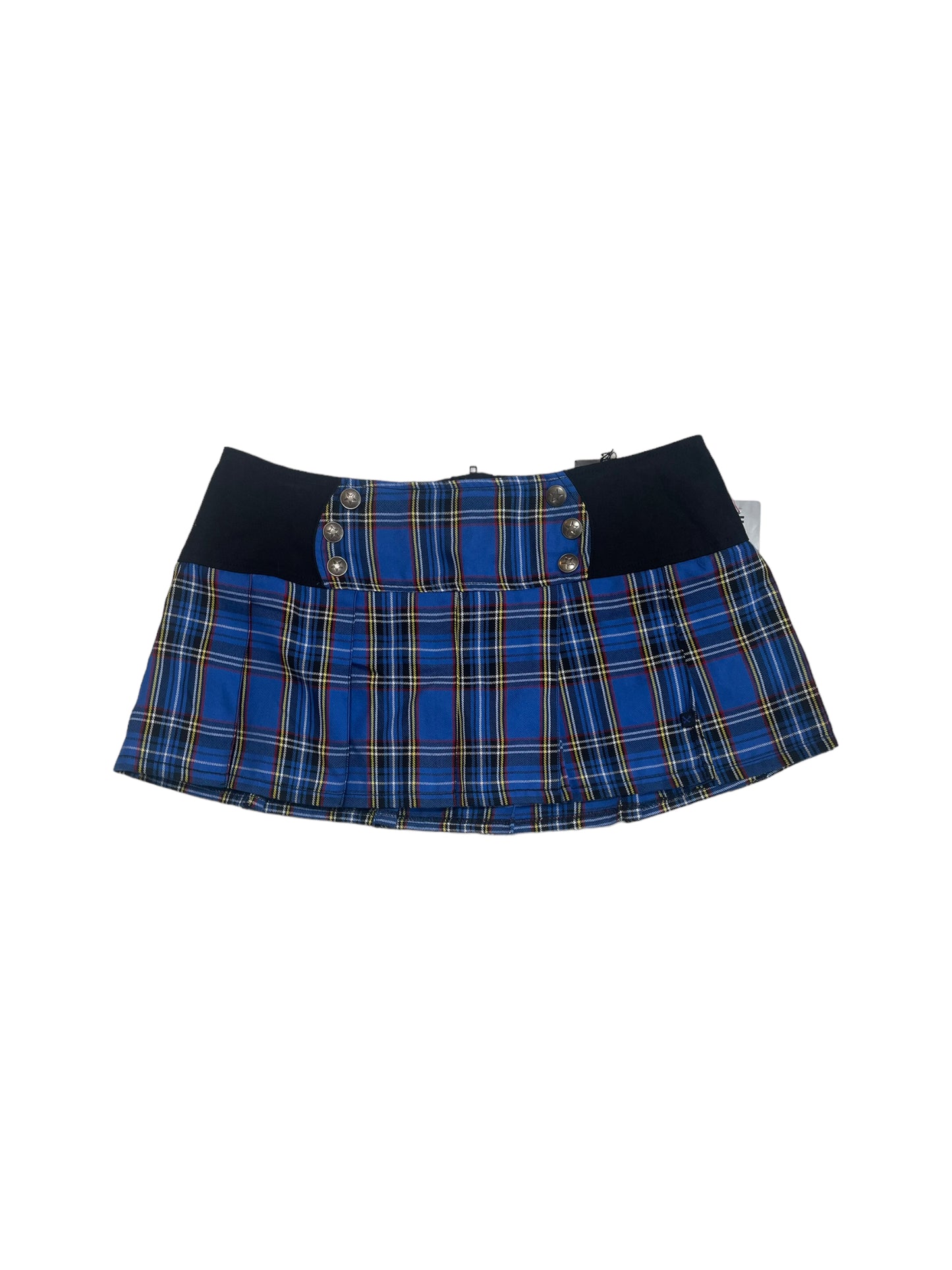 ROYAL BONES BLUE PLAID MINI SKIRT