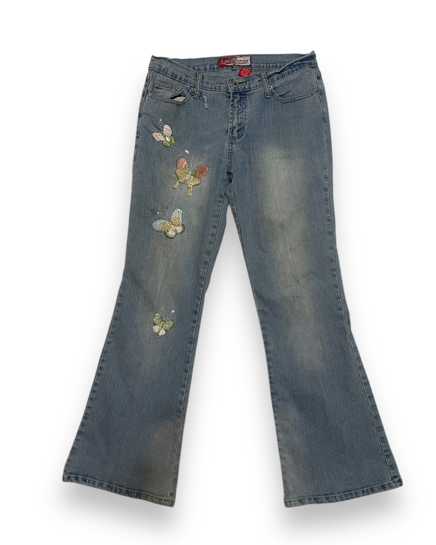 BUTTERFLY EMBROIDERED FLARE JEANS
