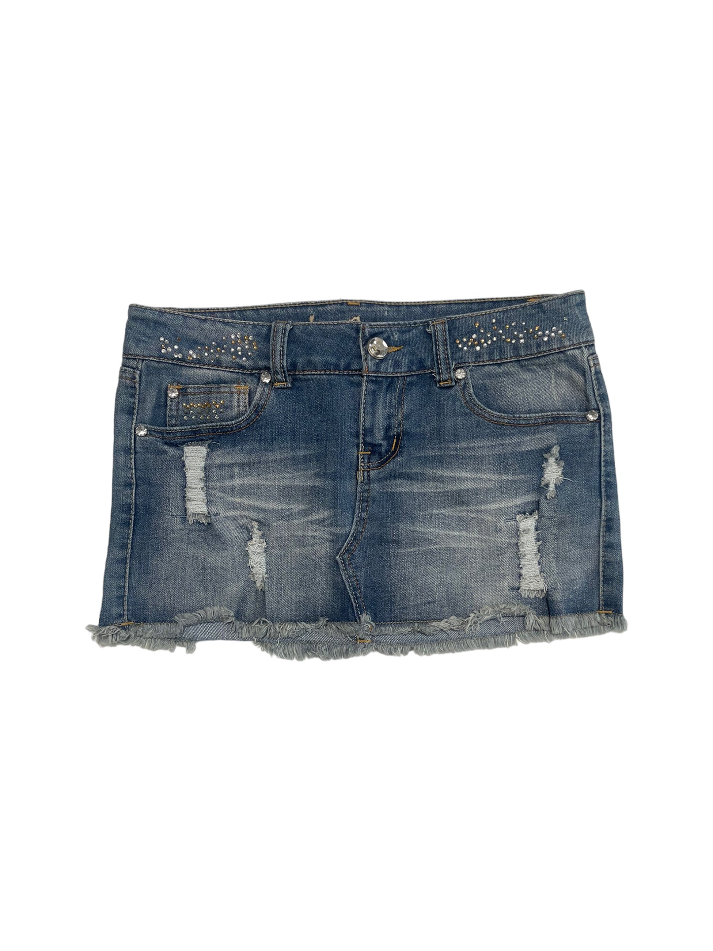 2000s BEDAZZLED DISTRESSED MINI SKIRT