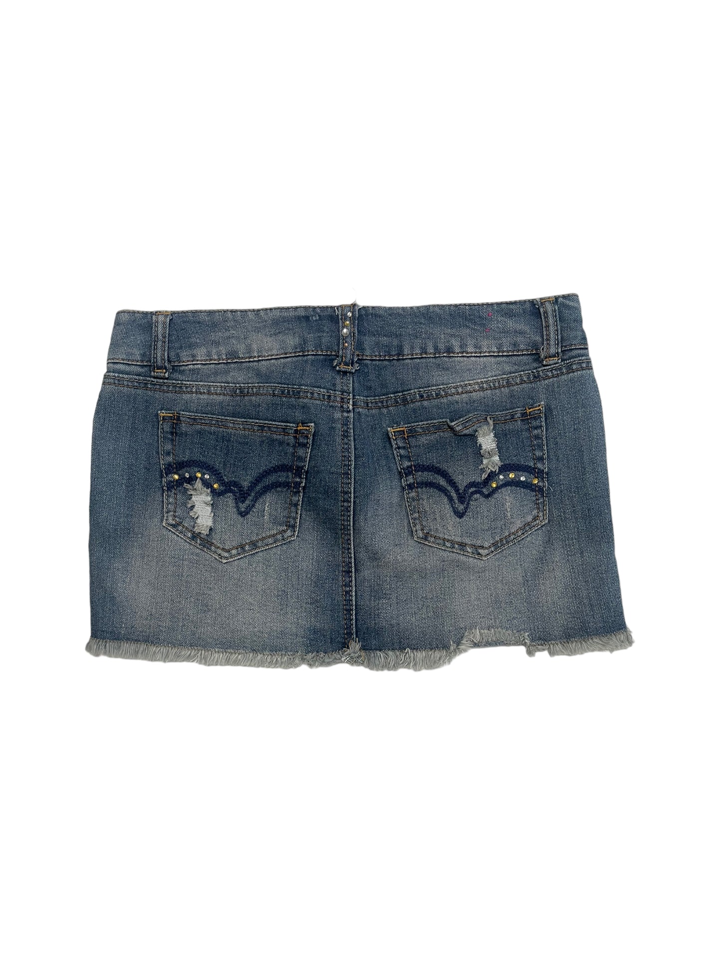 2000s BEDAZZLED DISTRESSED MINI SKIRT