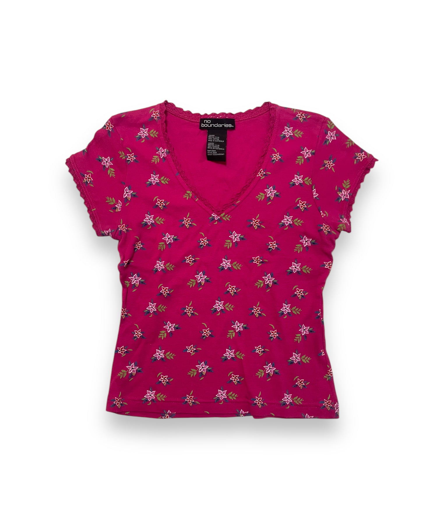 FLORAL PRINT V-NECK BABY TEE