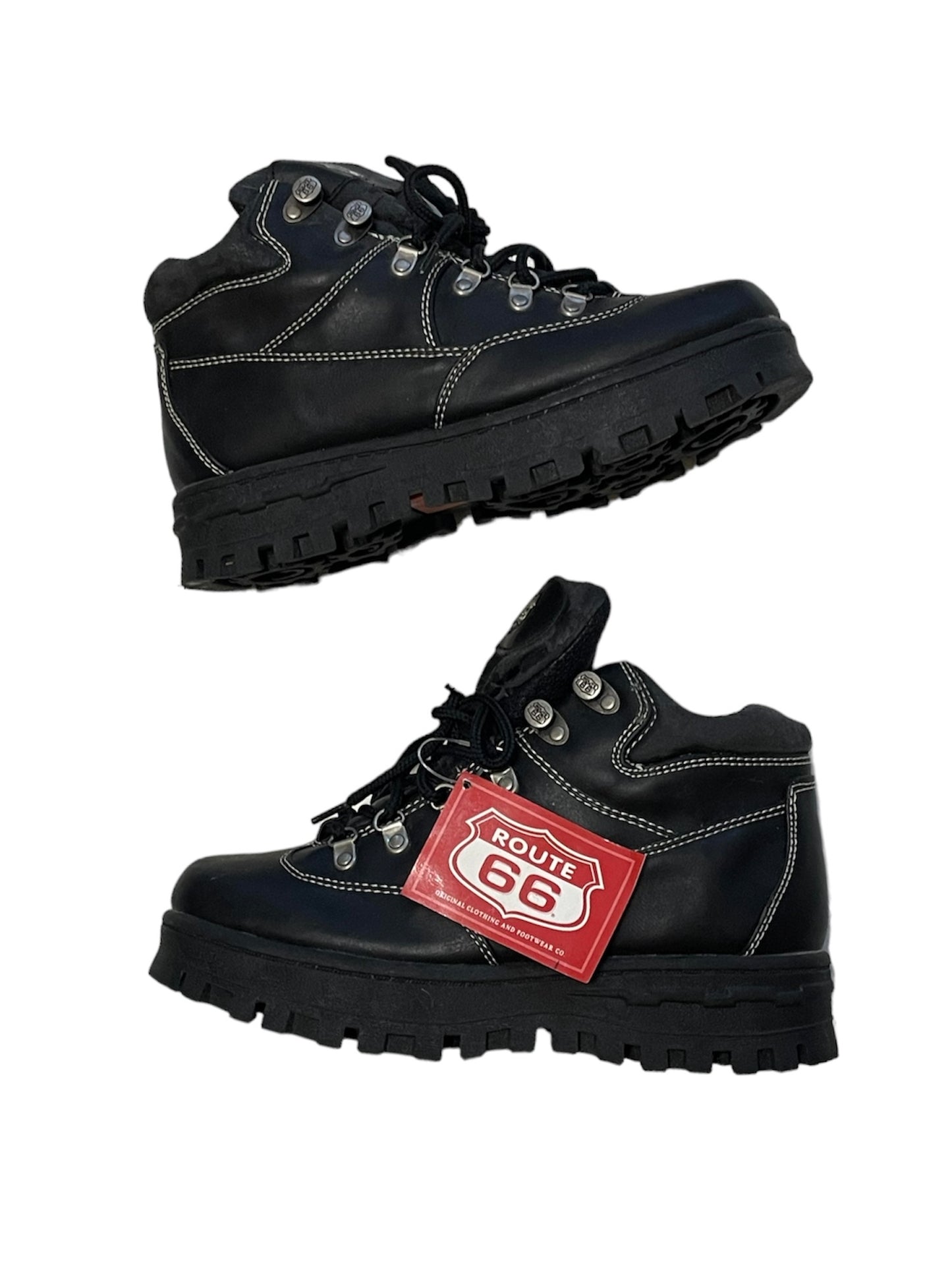 90s ROUTE 66 BLACK PLATFORM HIKING SHOES