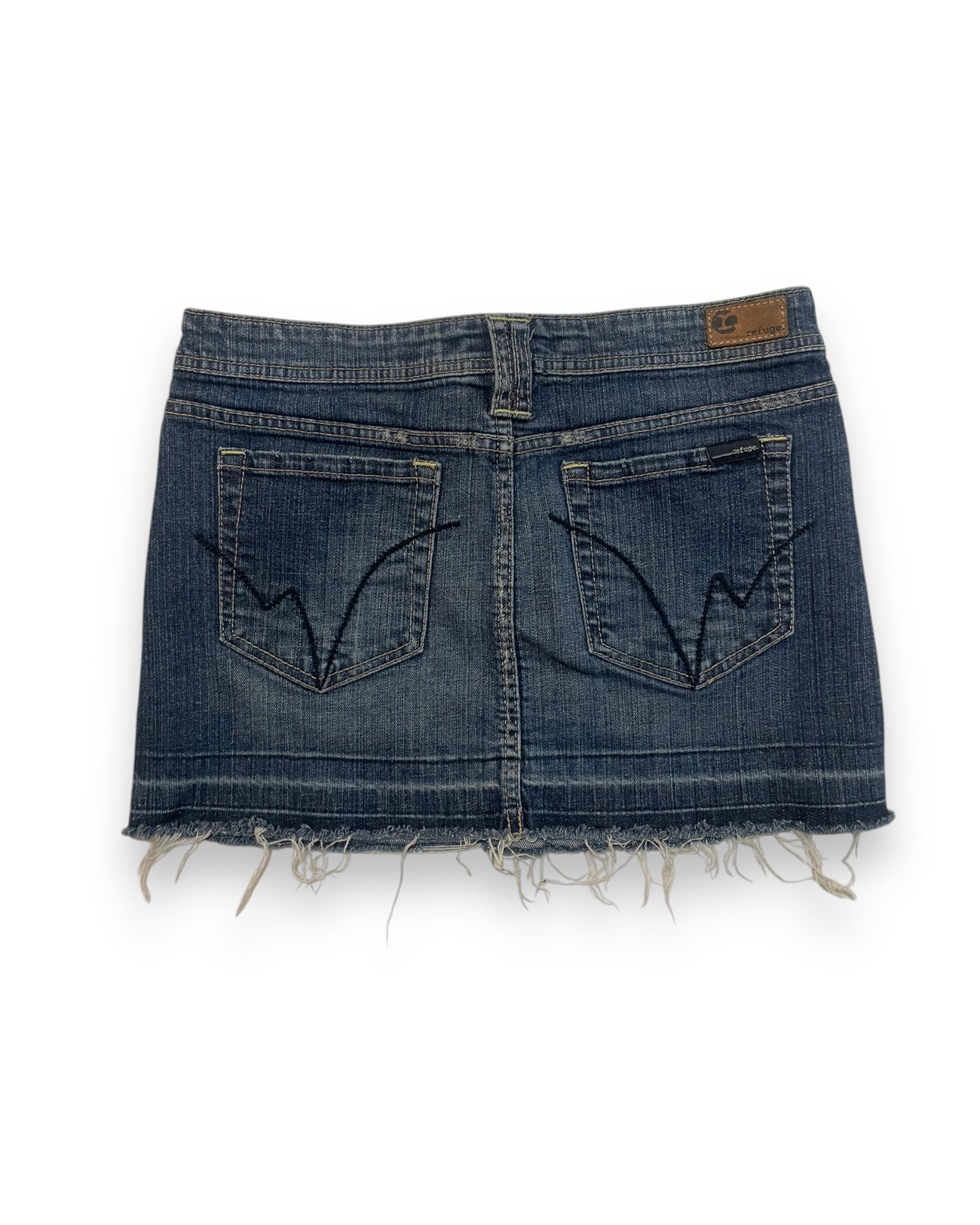 FRAYED DENIM MINI SKIRT