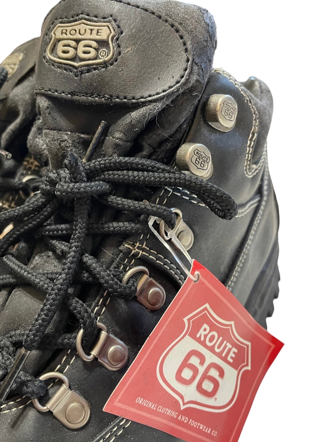 90s ROUTE 66 BLACK PLATFORM HIKING SHOES