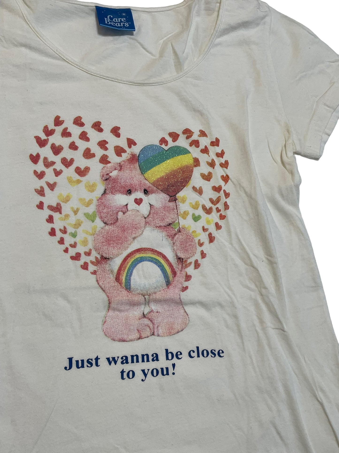 CARE BEARS WHITE GLITTER BABY TEE