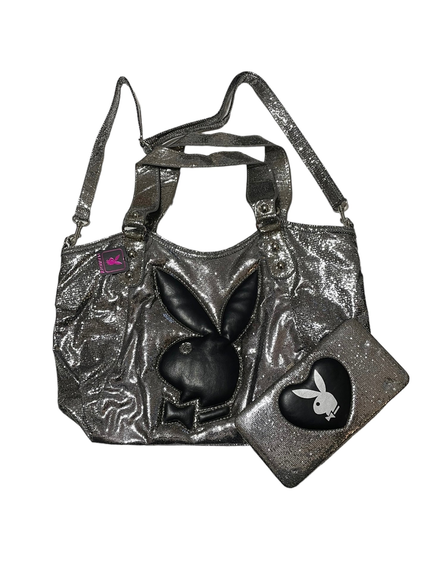 PLAYBOY SILVER BAG AND WALLET SET