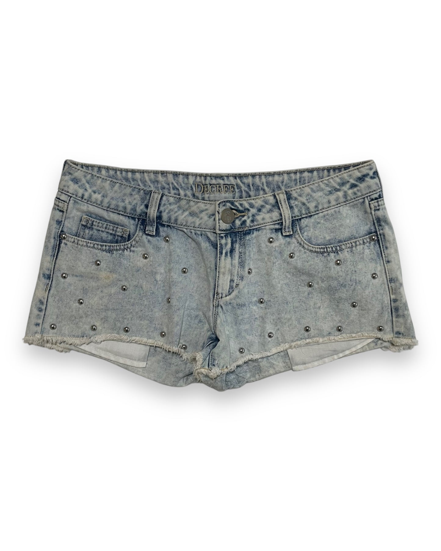 STUDDED 2000s ACID WASH JEAN SHORTS