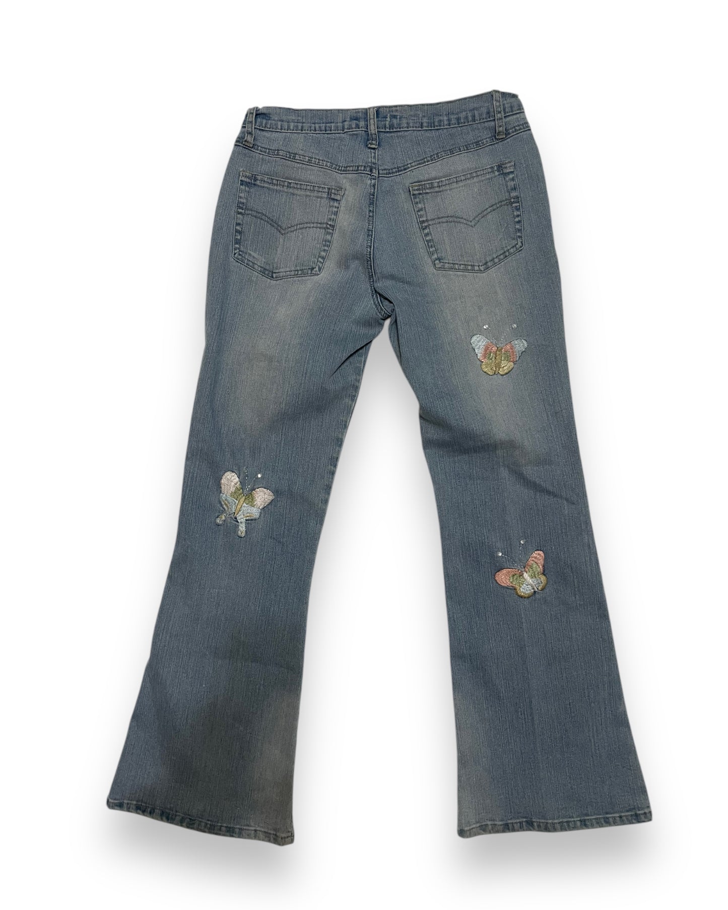BUTTERFLY EMBROIDERED FLARE JEANS