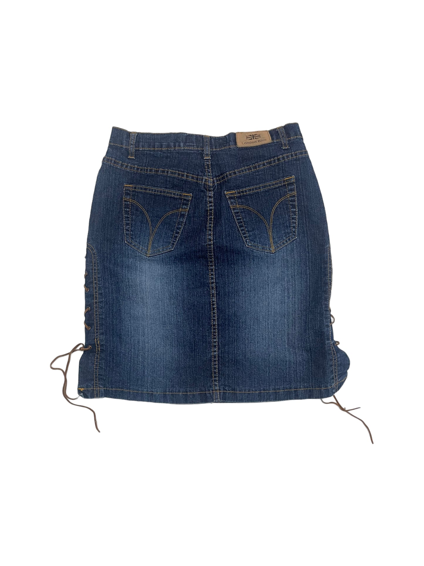 LACE UP DENIM MIDI SKIRT
