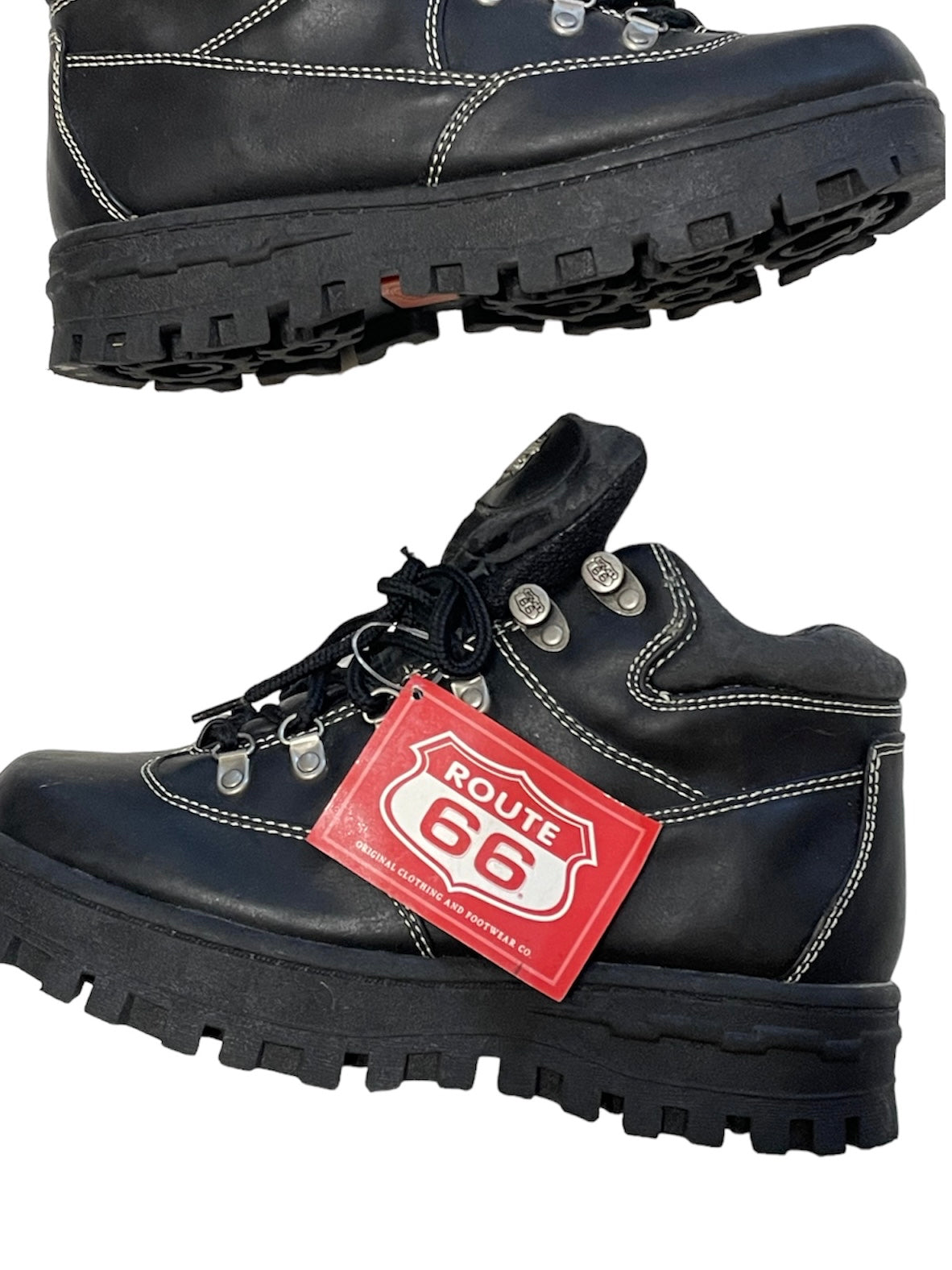 90s ROUTE 66 BLACK PLATFORM HIKING SHOES