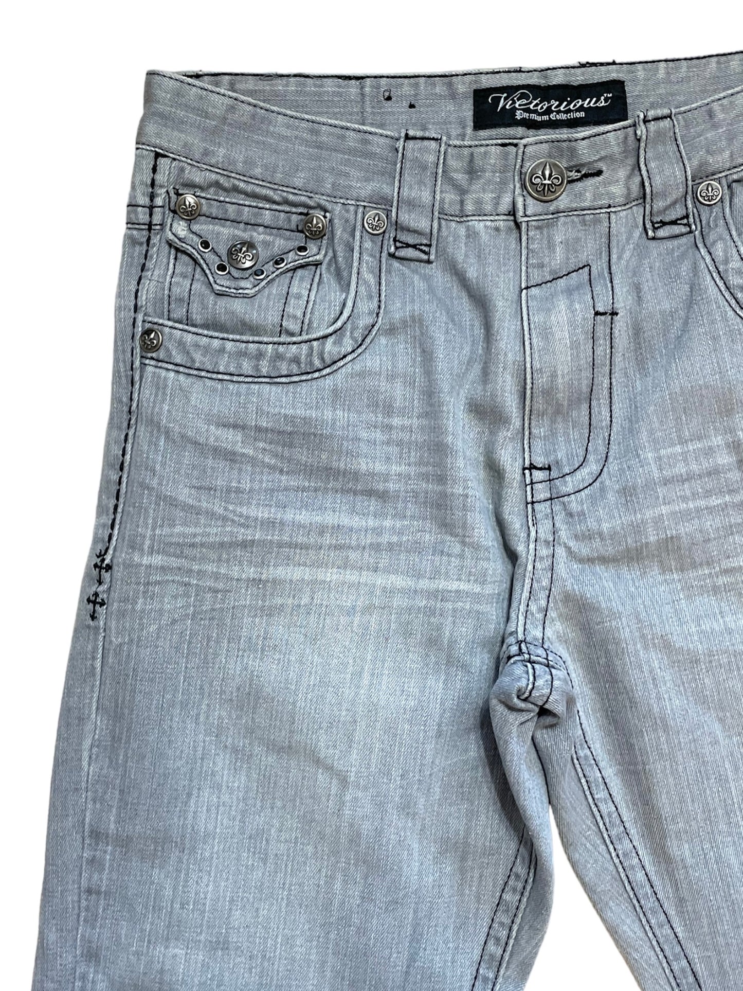 ANGEL WING CROSS STUDDED JEANS