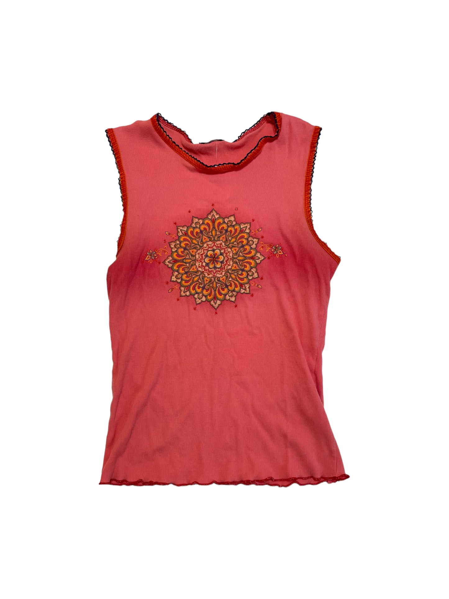 2000s ORANGE BOHO TANK