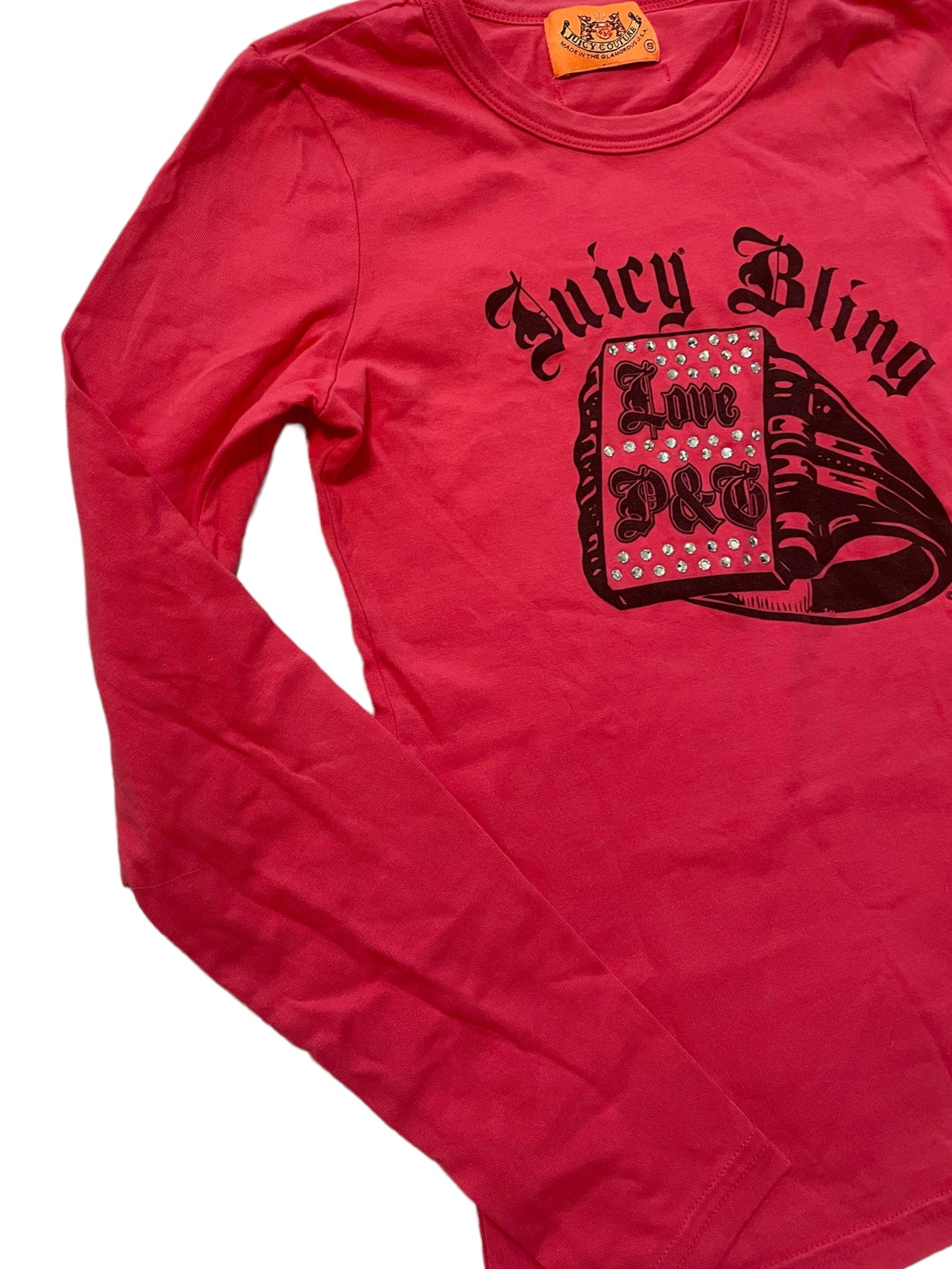 JUICY COUTURE PINK BEDAZZLED GRAPHIC TOP