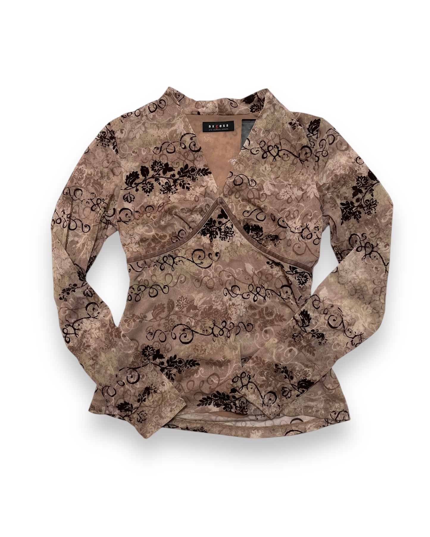 ABSTRACT MESH LONG SLEEVE TOP