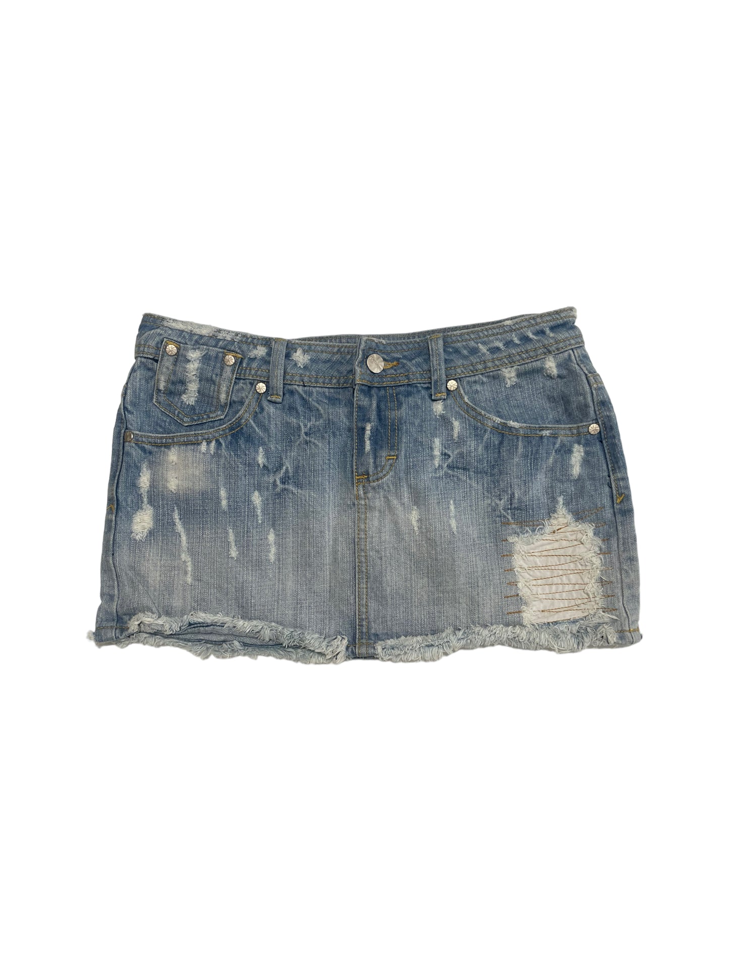 2000s DISTRESSED LIGHT WASH MINI SKIRT