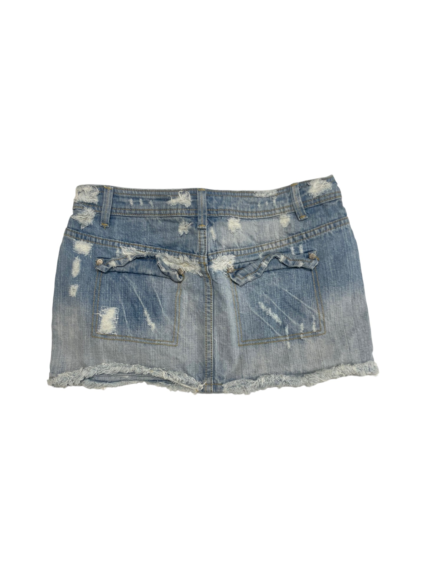 2000s DISTRESSED LIGHT WASH MINI SKIRT