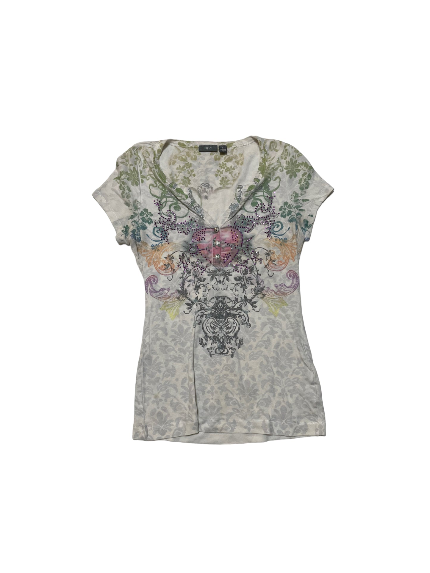 BEDAZZLED GRAPHIC HEART TOP