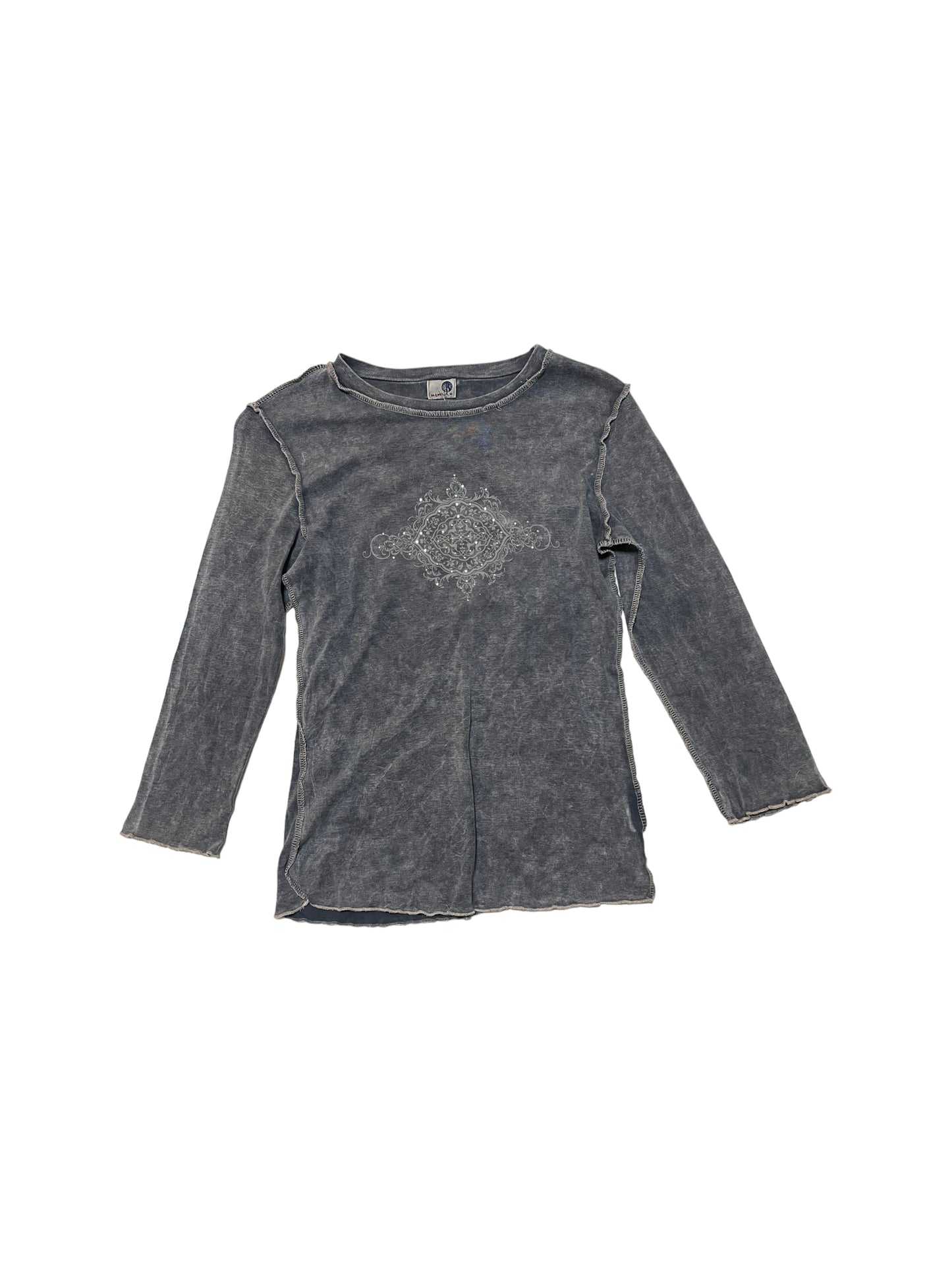 GRAY 3/4 GRAPHIC TOP