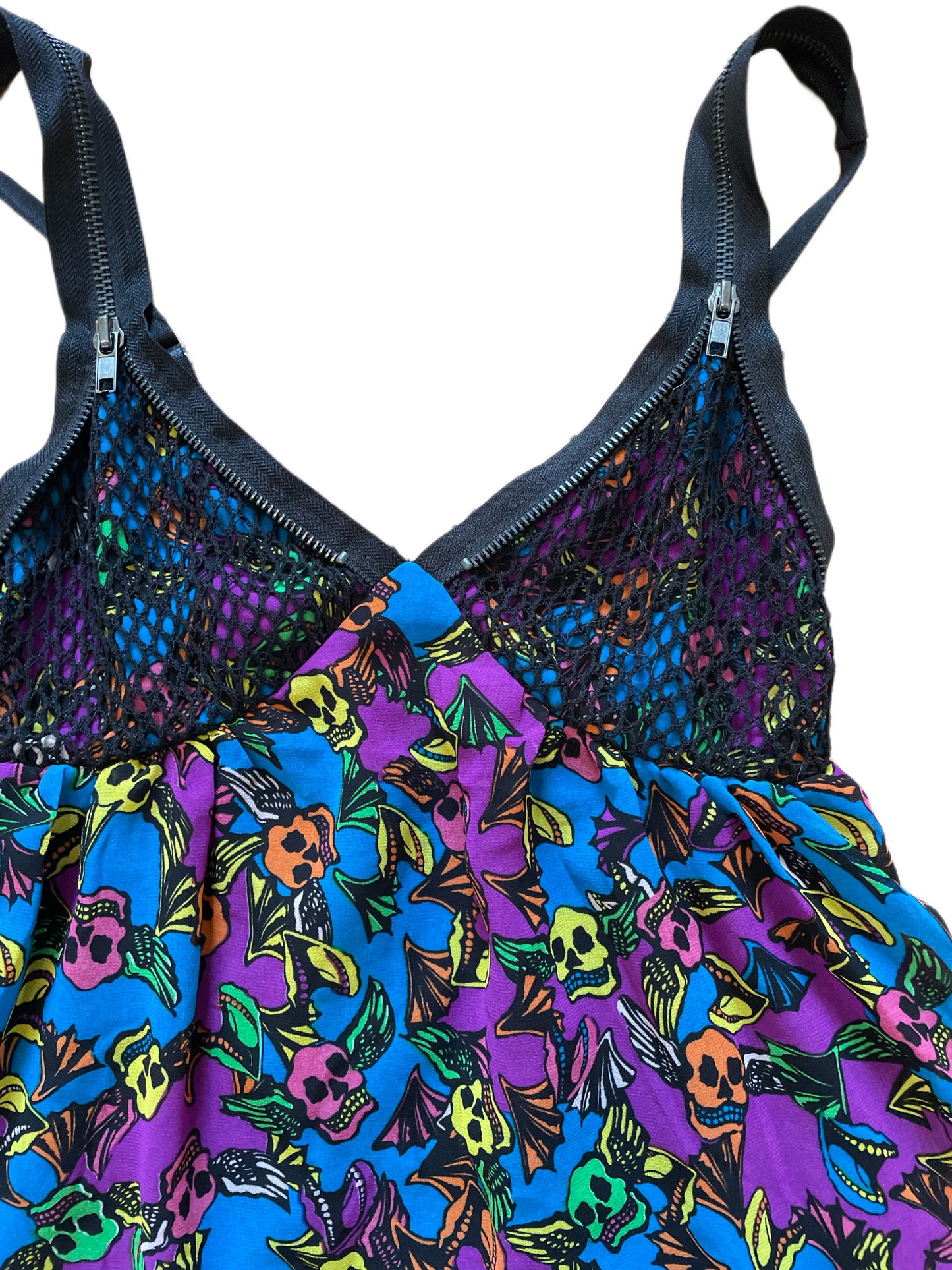 HUSTLER SKULL ZIPPER TANK TOP