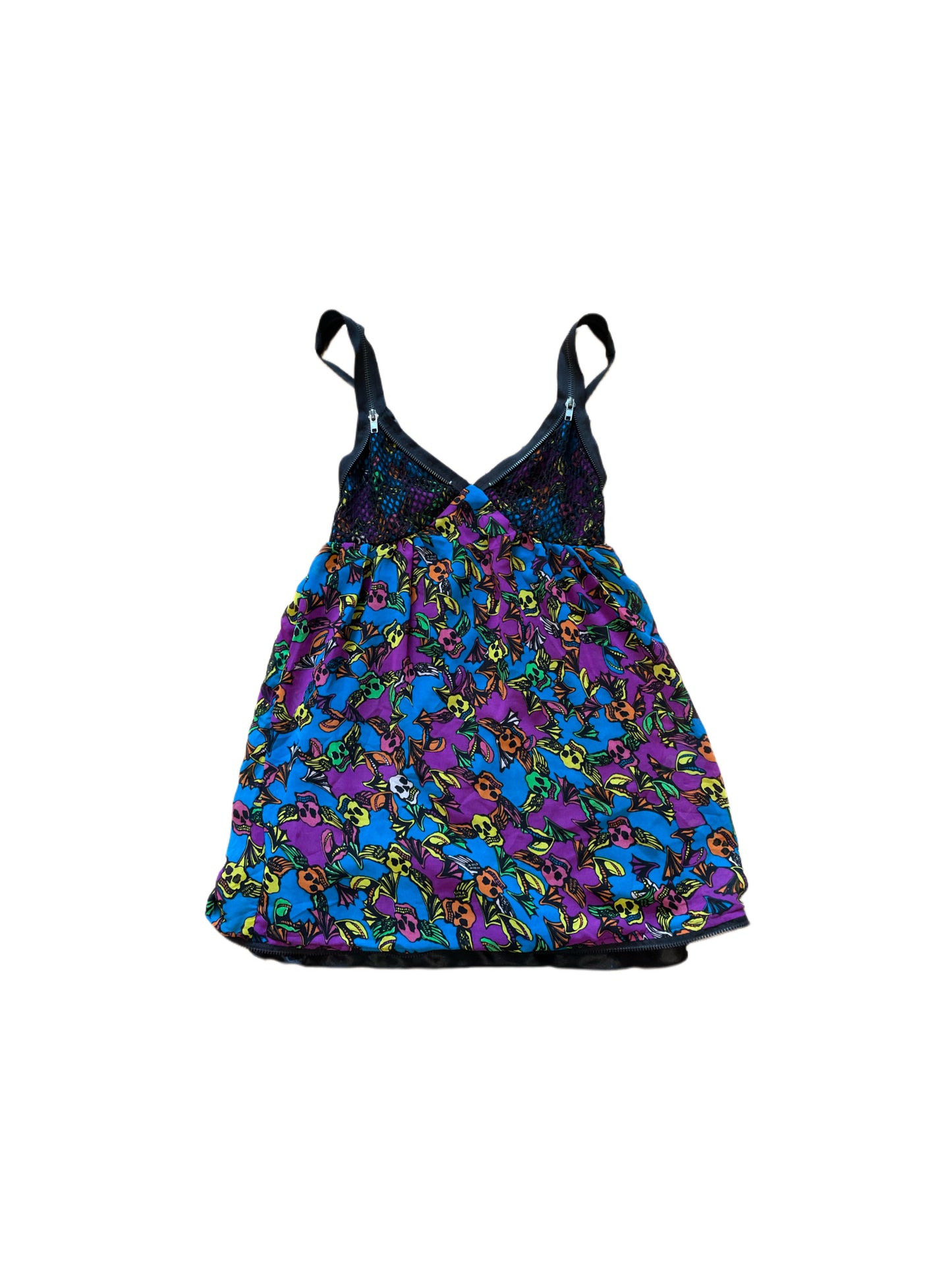 HUSTLER SKULL ZIPPER TANK TOP