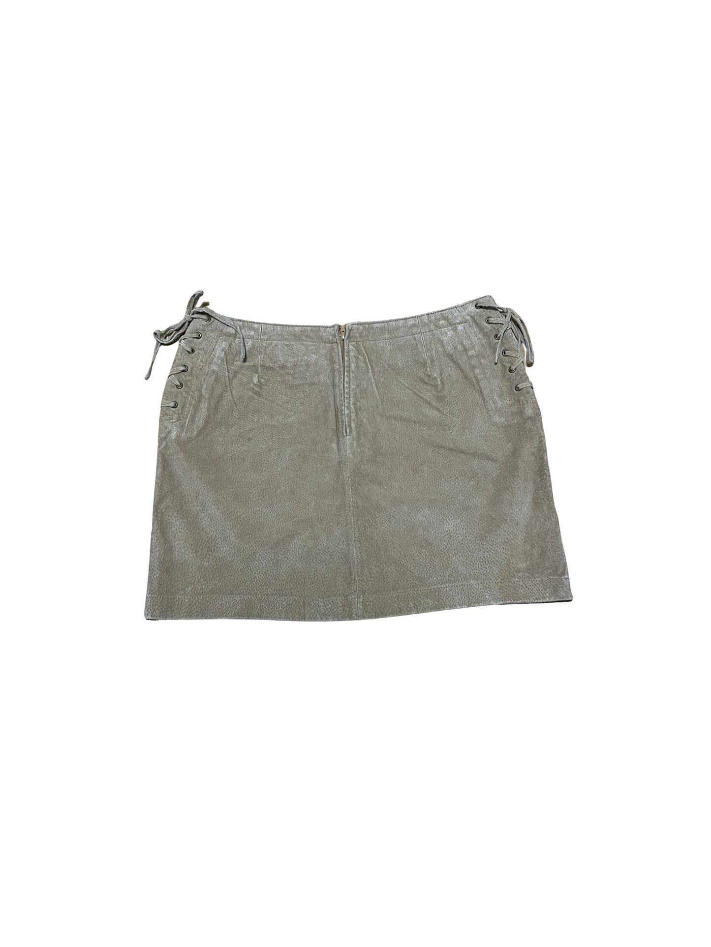 90s TAN LEATHER LACE UP MINI SKIRT