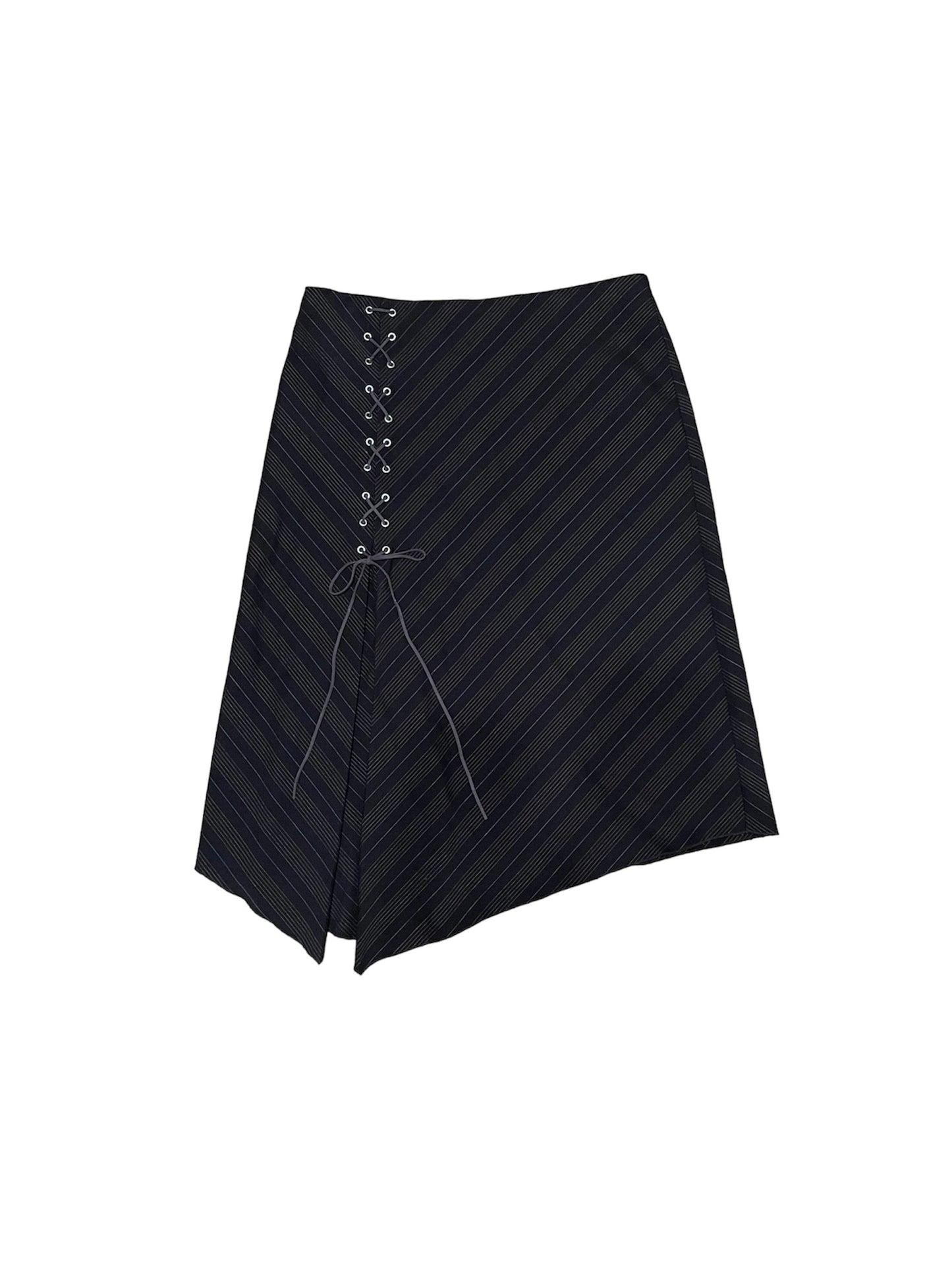 BROWN STRIPED LACE UP SKIRT