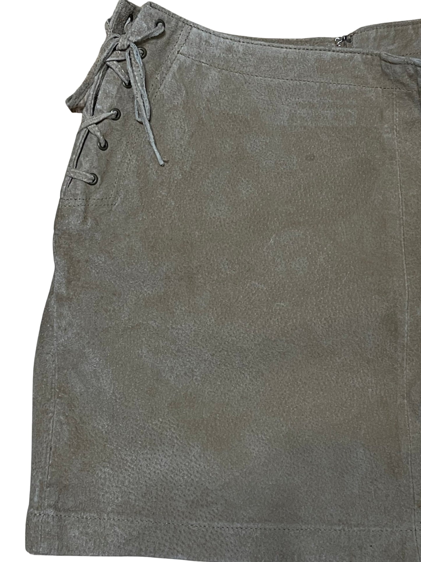 90s TAN LEATHER LACE UP MINI SKIRT