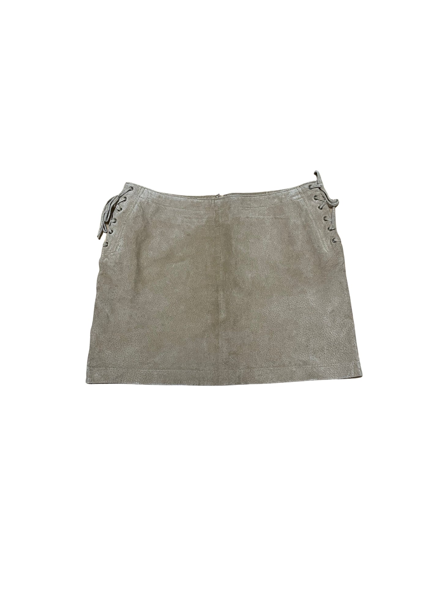 90s TAN LEATHER LACE UP MINI SKIRT