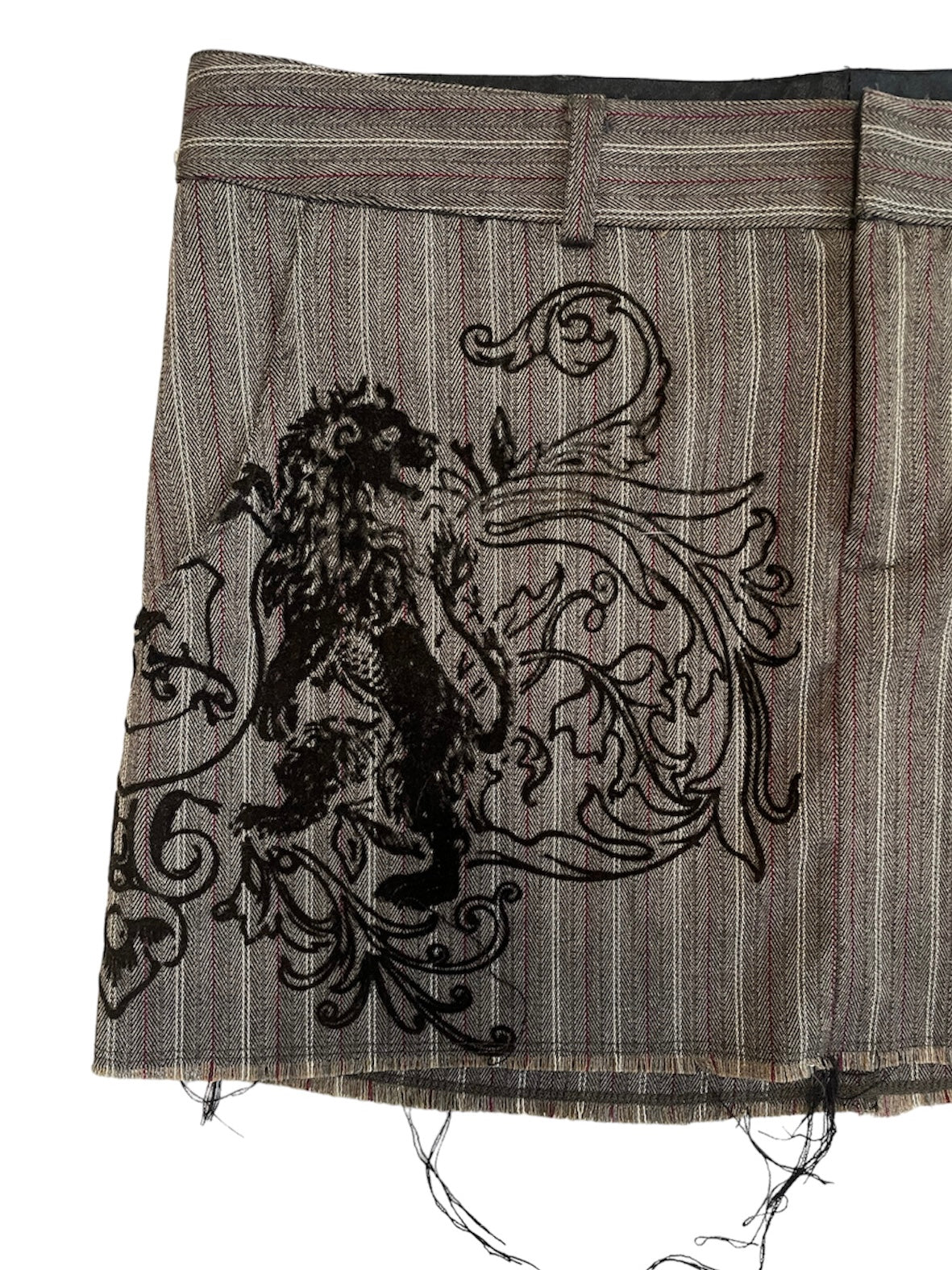 DISTRESSED PINSTRIPE GRAPHIC MINI SKIRT