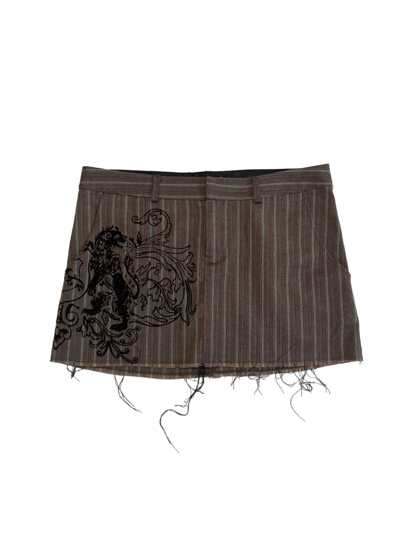 DISTRESSED PINSTRIPE GRAPHIC MINI SKIRT