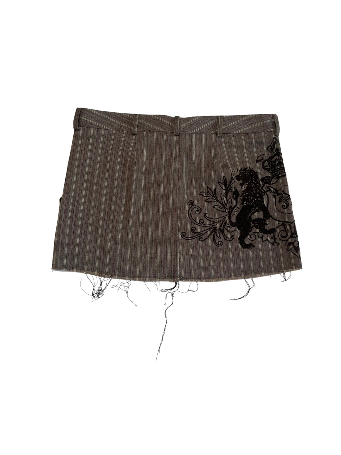 DISTRESSED PINSTRIPE GRAPHIC MINI SKIRT